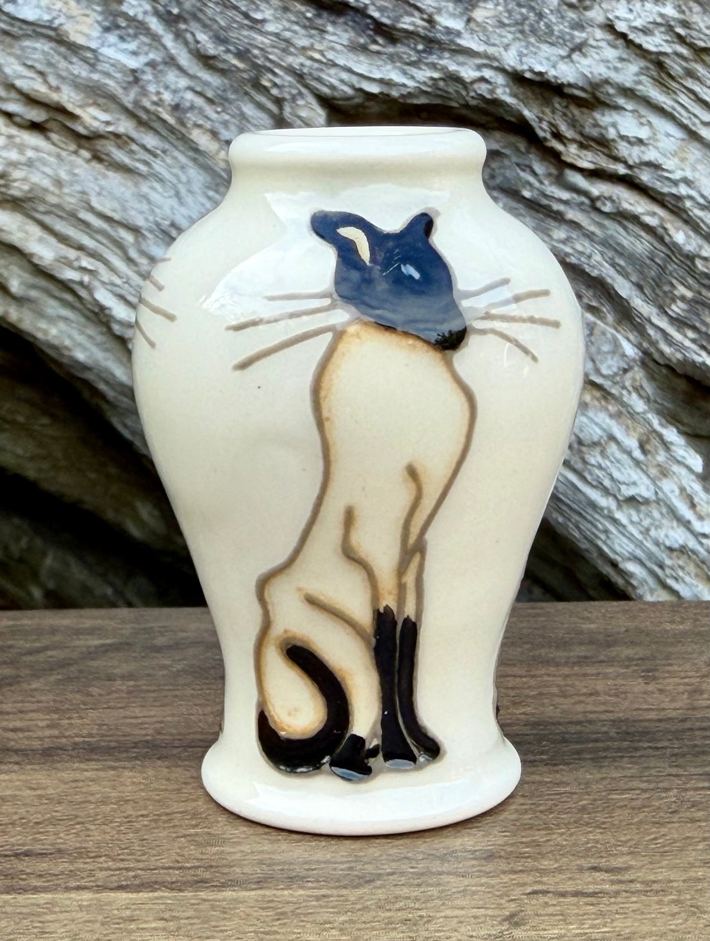 Moorcroft DOUBLE TROUBLE Miniature Vase Shape 65/2 Retail Vase £91 Siamese Cat