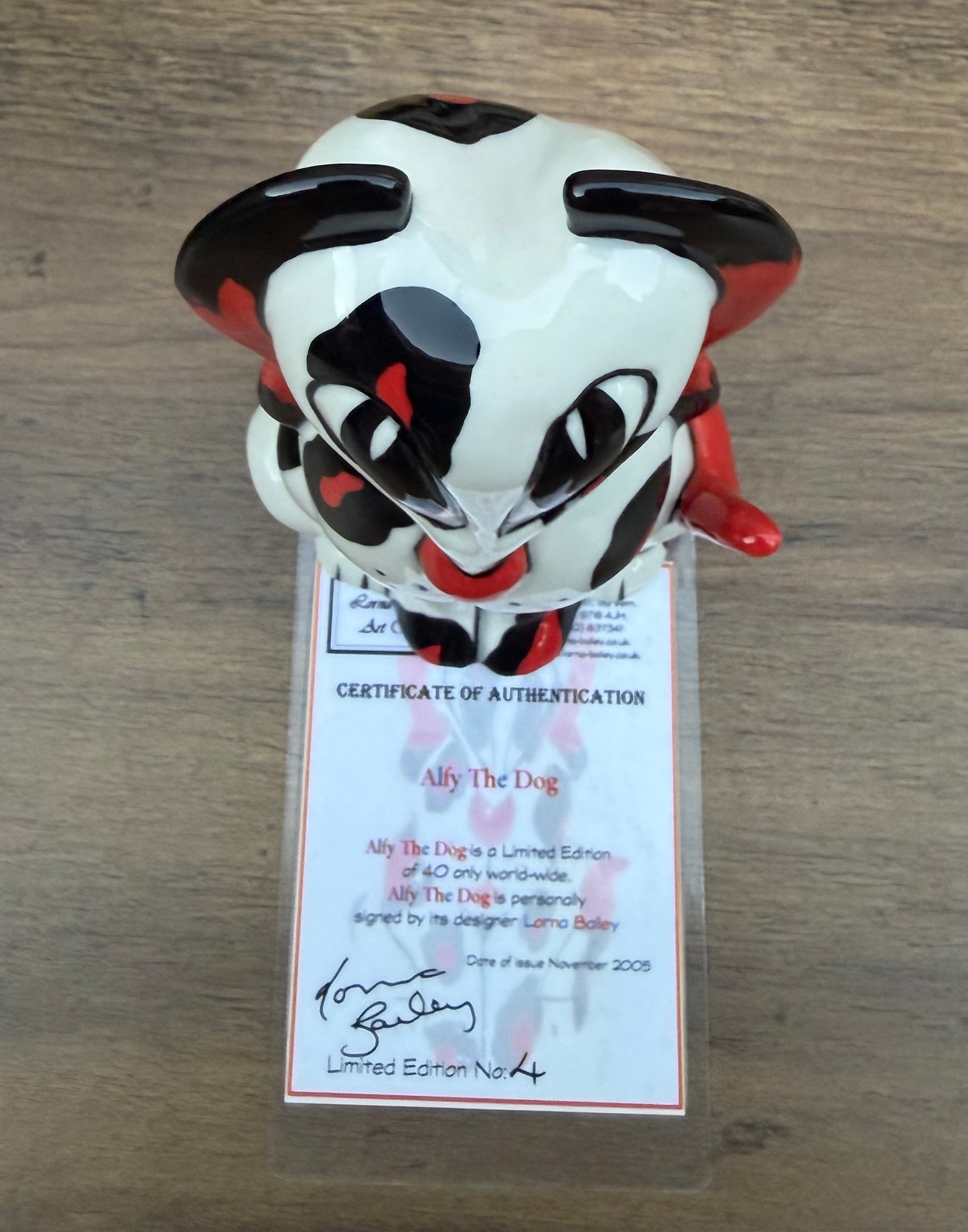 Lorna Bailey ALFY THE DOG Limited Edition 4/40 Nov 2005 COA