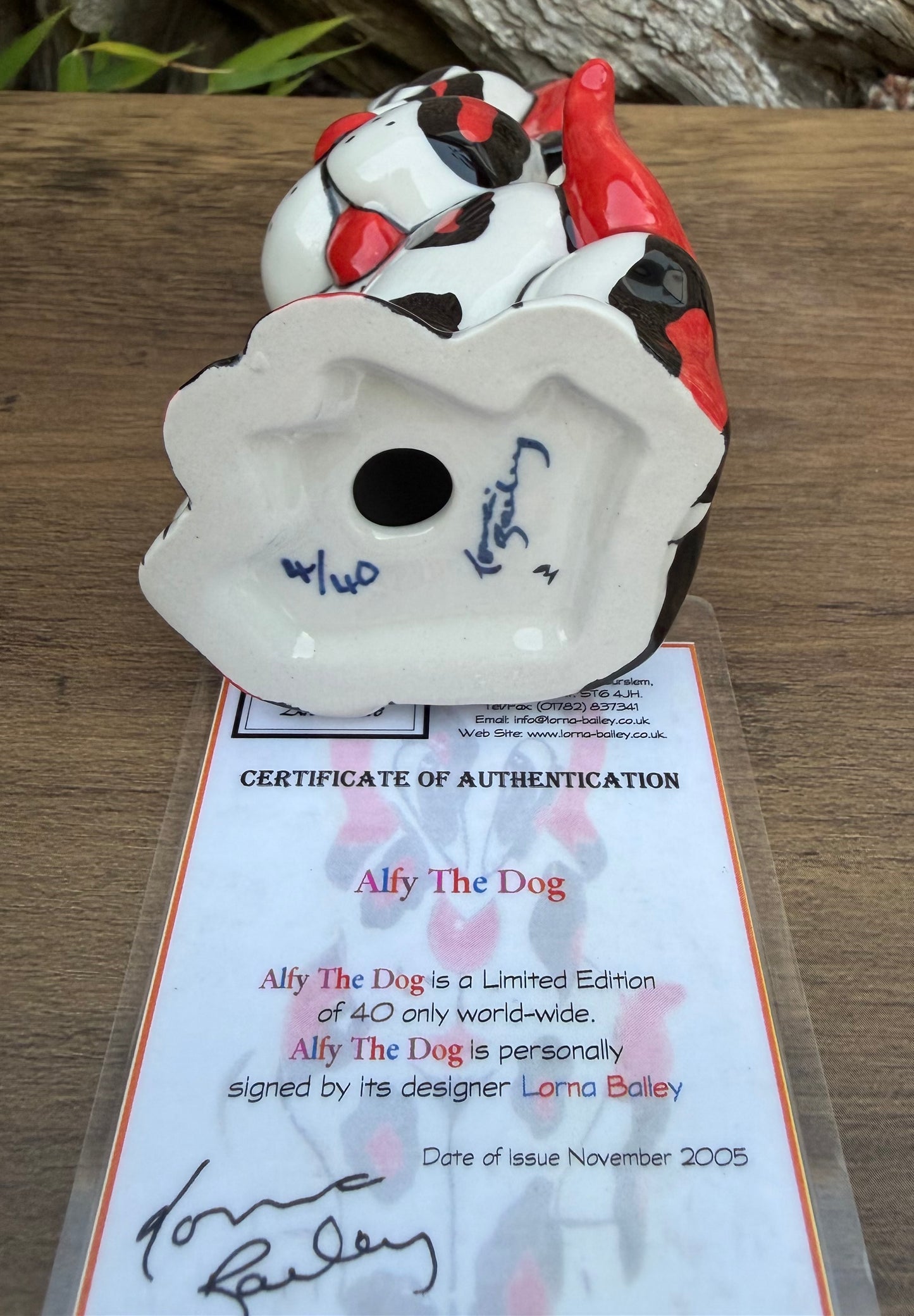 Lorna Bailey ALFY THE DOG Limited Edition 4/40 Nov 2005 COA