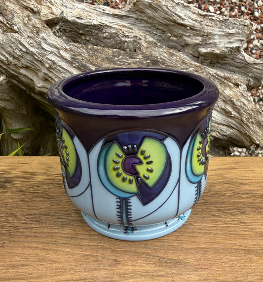 Moorcroft CINCO PLANTER BLUE Shape 500S 2014 Retail Price £185