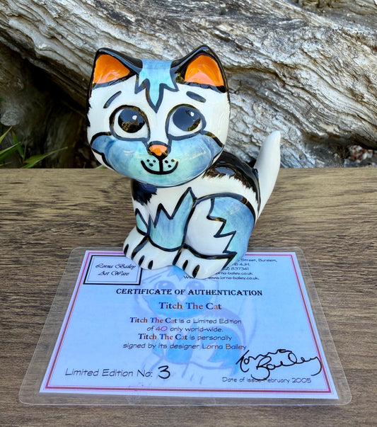Lorna Bailey TITCH THE CAT Limited Edition 3/40 February 2005 COA
