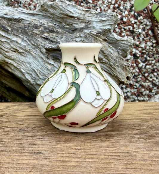 Moorcroft SNOWDROP RIBBONS 32/2 Miniature Vase Retail Price £178