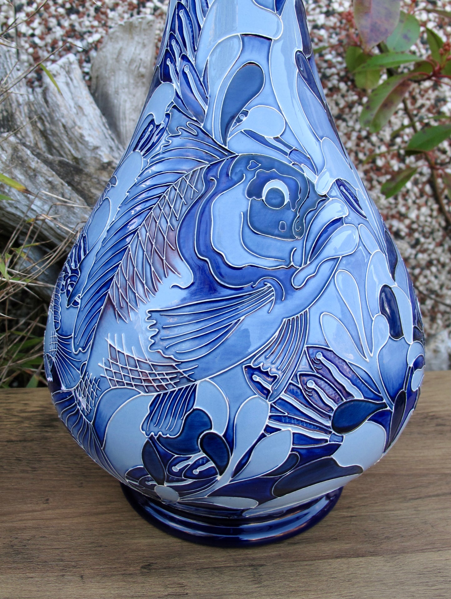 Moorcroft PRESTIGE RED SNAPPER BLUE 80/16 Vase Trial Dated 22.5.24 Retail Price £1760
