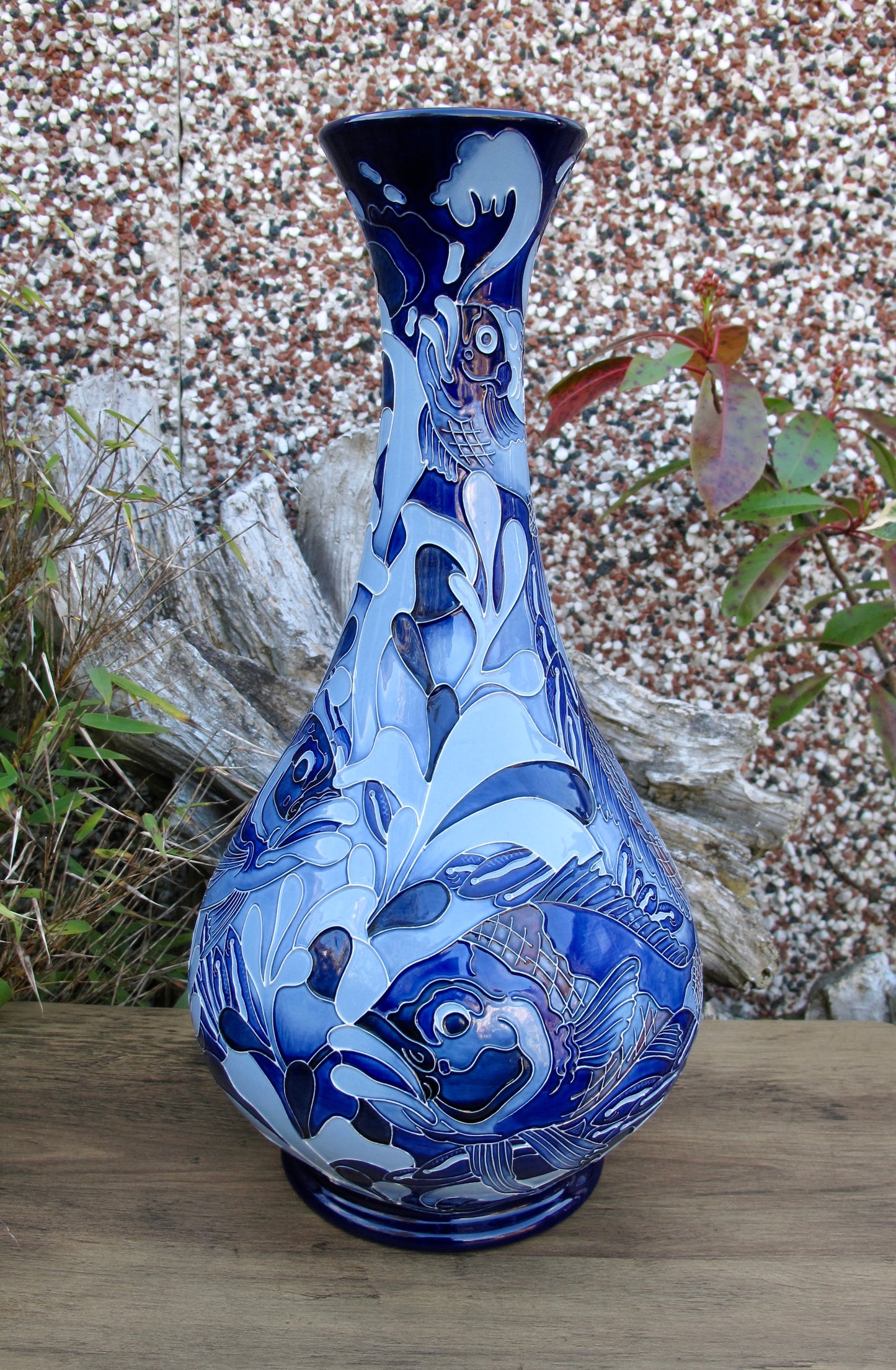 Moorcroft PRESTIGE RED SNAPPER BLUE 80/16 Vase Trial Dated 22.5.24 Retail Price £1760