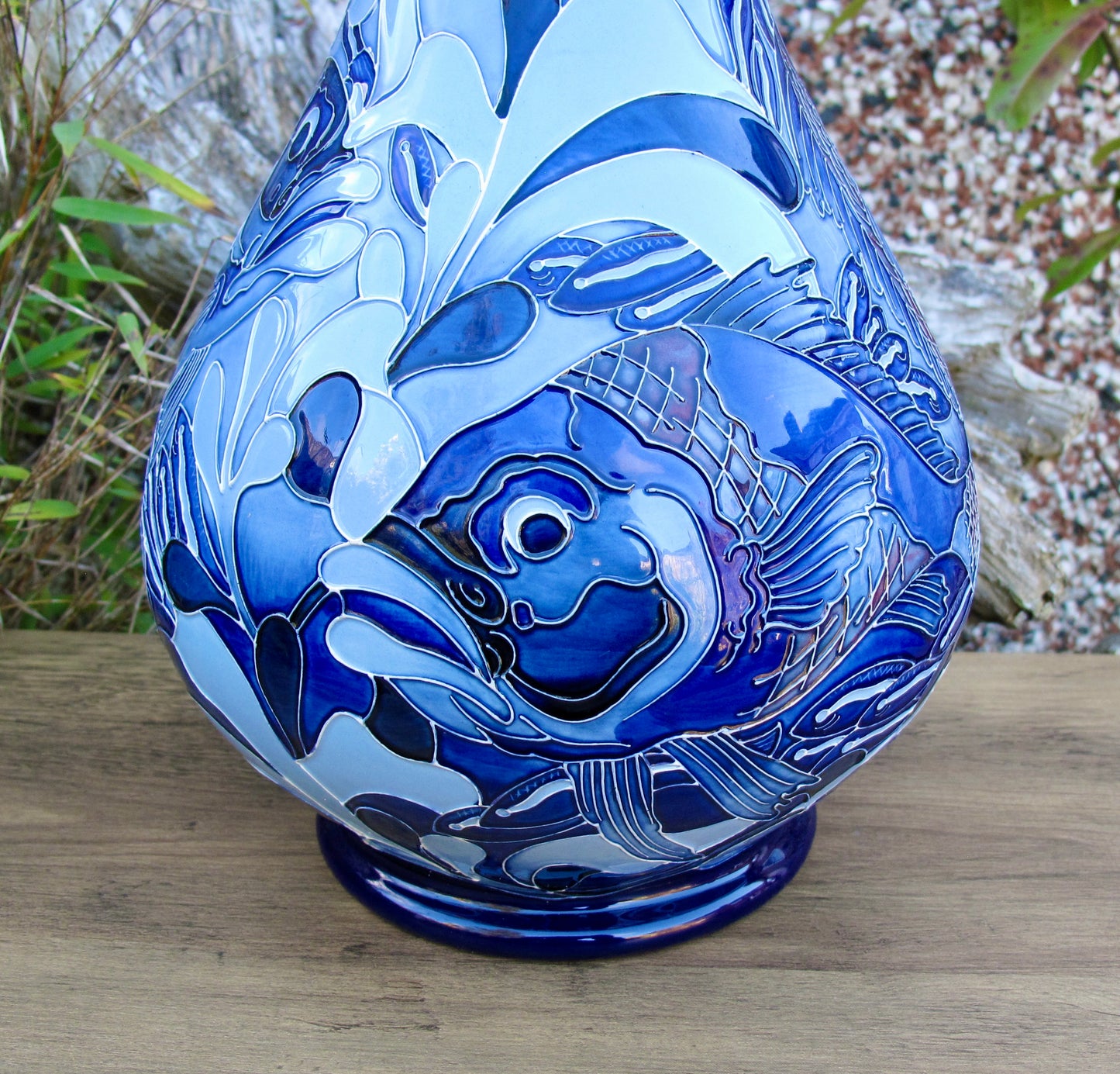 Moorcroft PRESTIGE RED SNAPPER BLUE 80/16 Vase Trial Dated 22.5.24 Retail Price £1760