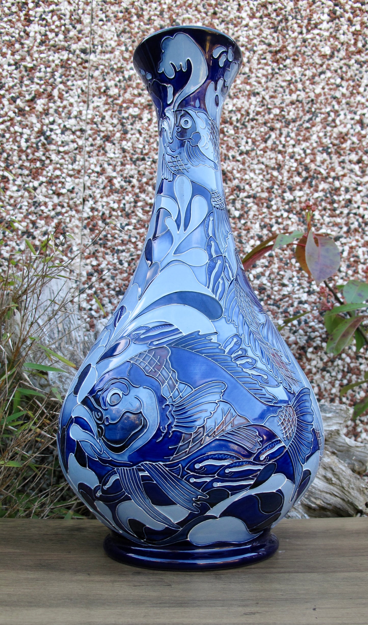 Moorcroft PRESTIGE RED SNAPPER BLUE 80/16 Vase Trial Dated 22.5.24 Retail Price £1760