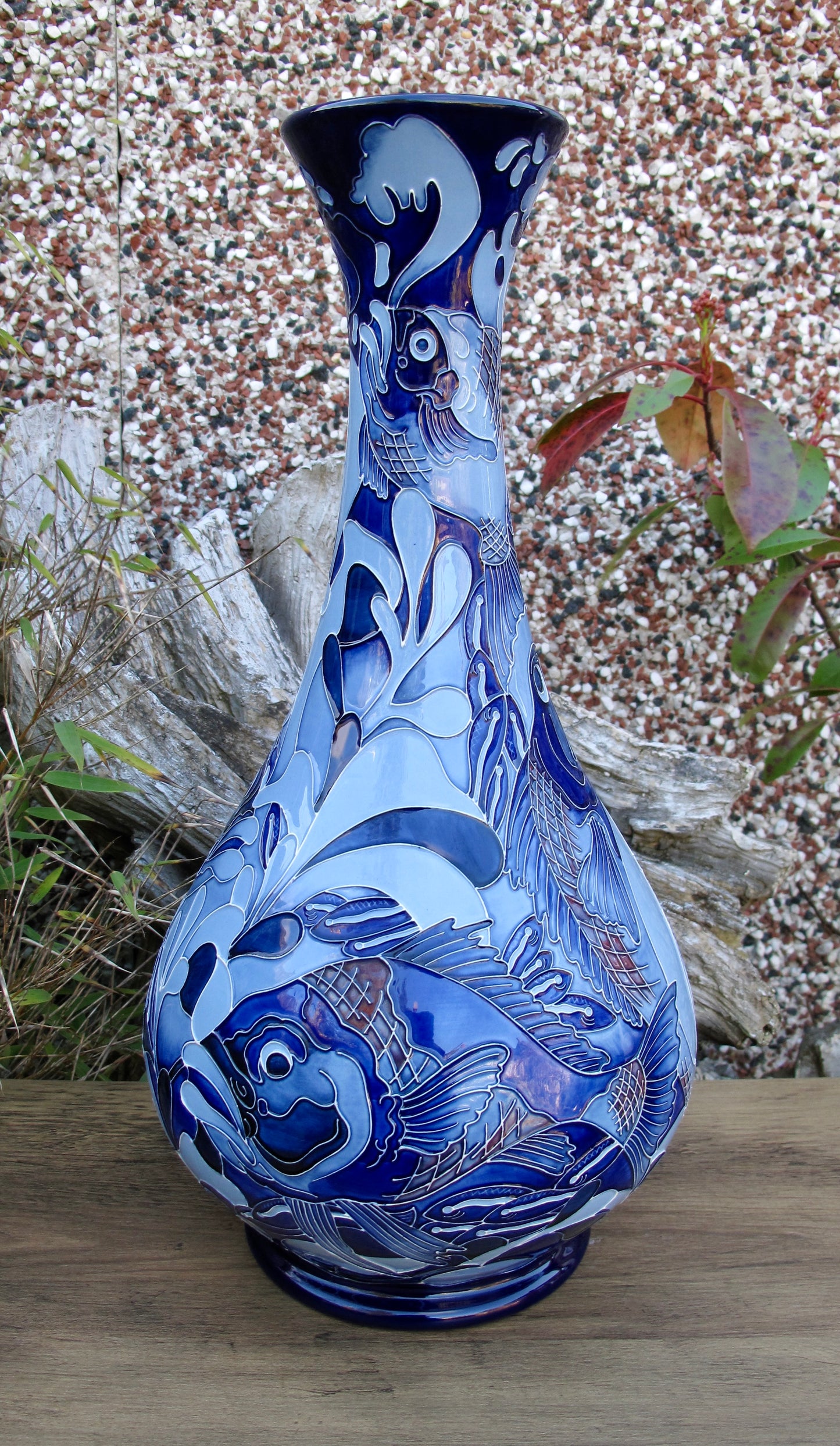 Moorcroft PRESTIGE RED SNAPPER BLUE 80/16 Vase Trial Dated 22.5.24 Retail Price £1760