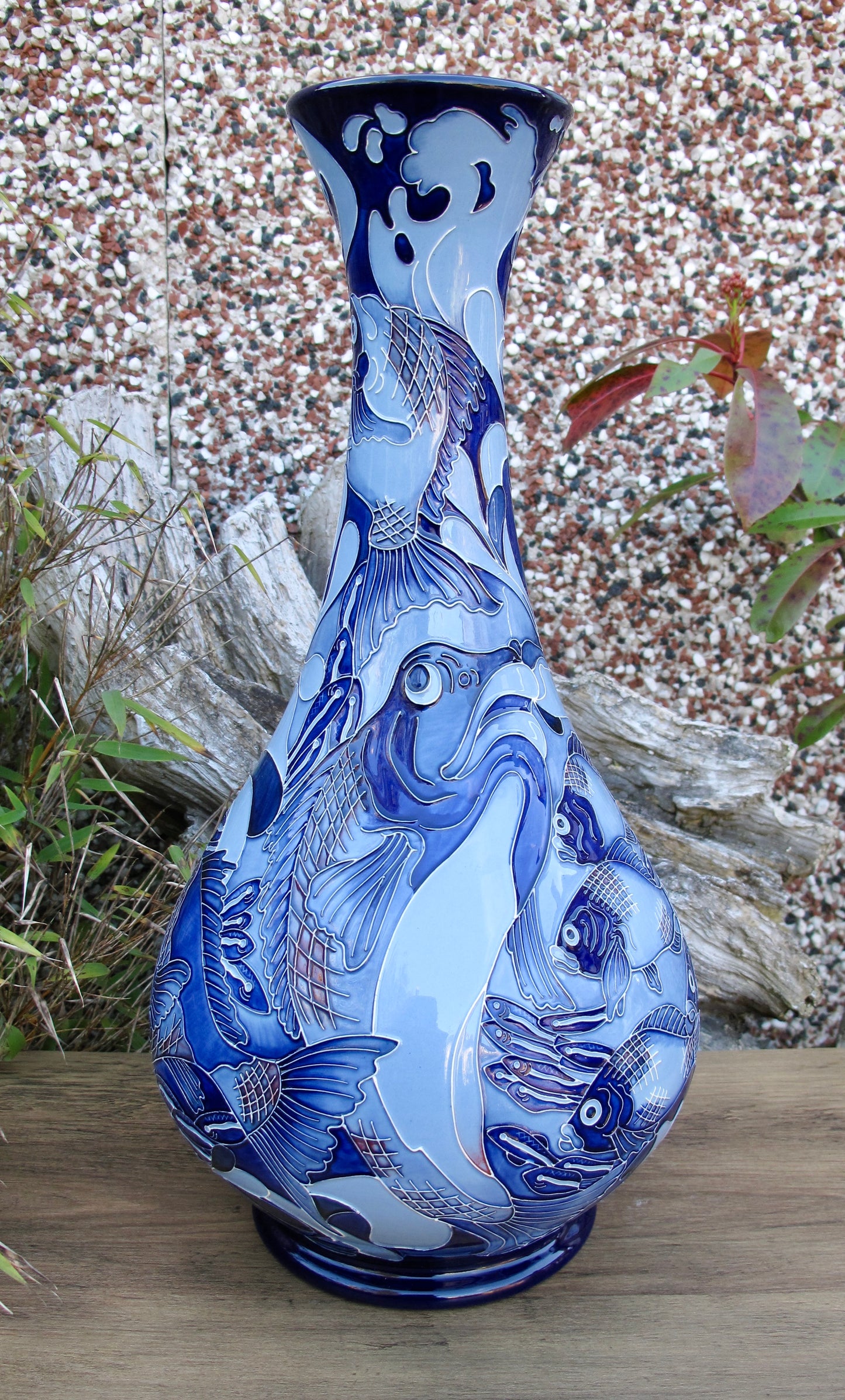Moorcroft PRESTIGE RED SNAPPER BLUE 80/16 Vase Trial Dated 22.5.24 Retail Price £1760