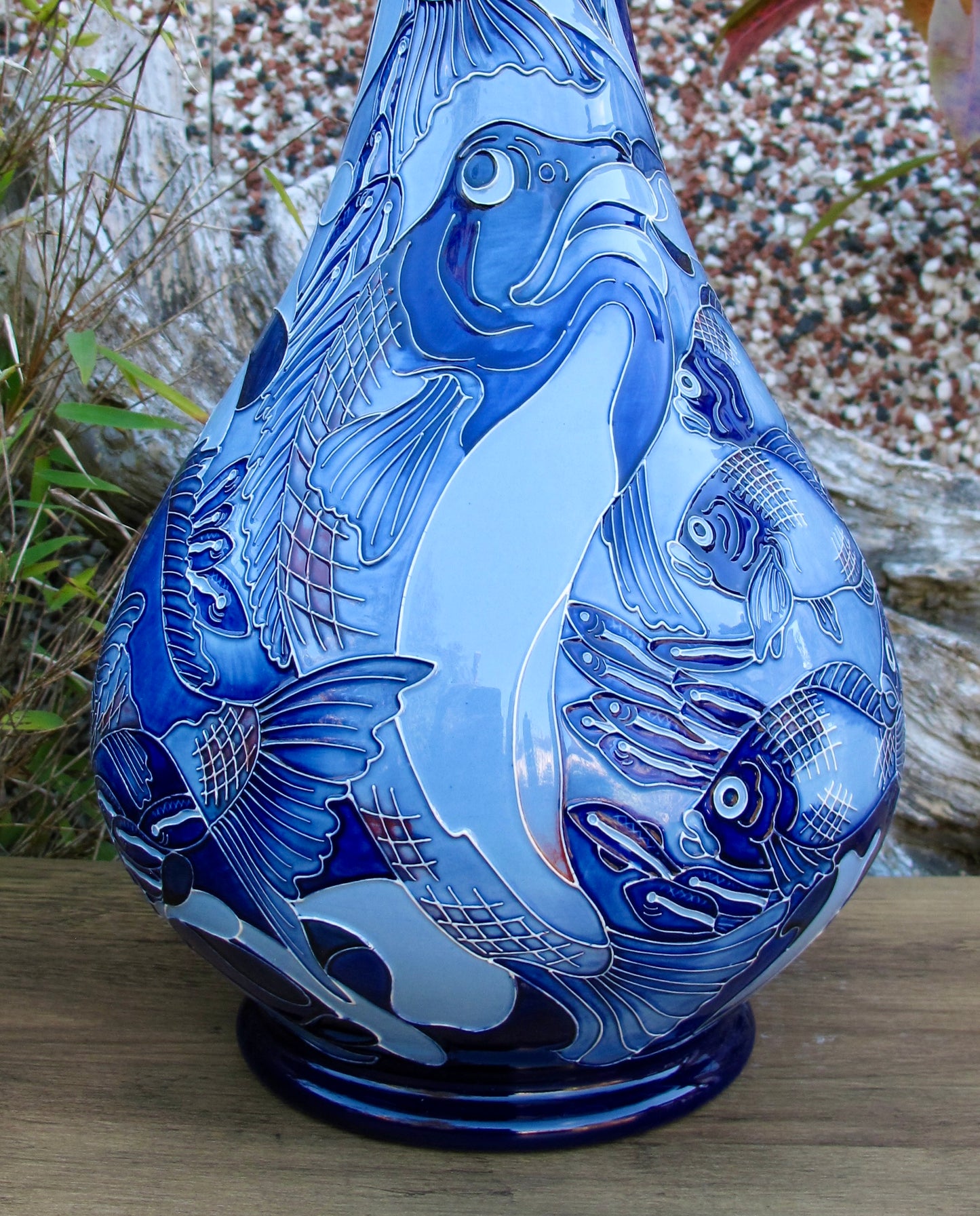 Moorcroft PRESTIGE RED SNAPPER BLUE 80/16 Vase Trial Dated 22.5.24 Retail Price £1760