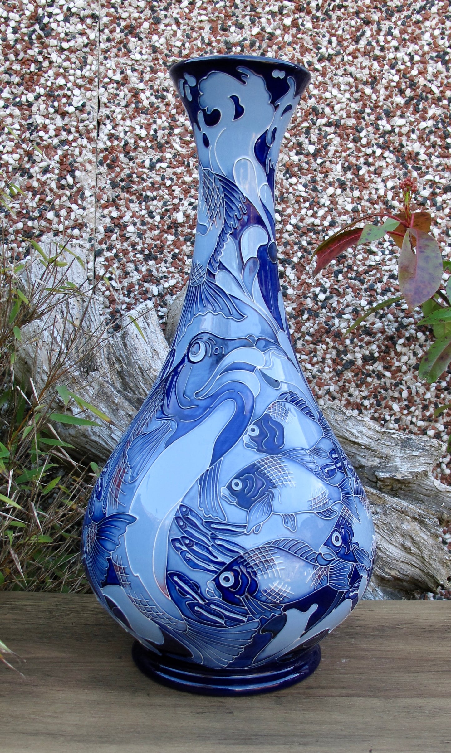 Moorcroft PRESTIGE RED SNAPPER BLUE 80/16 Vase Trial Dated 22.5.24 Retail Price £1760