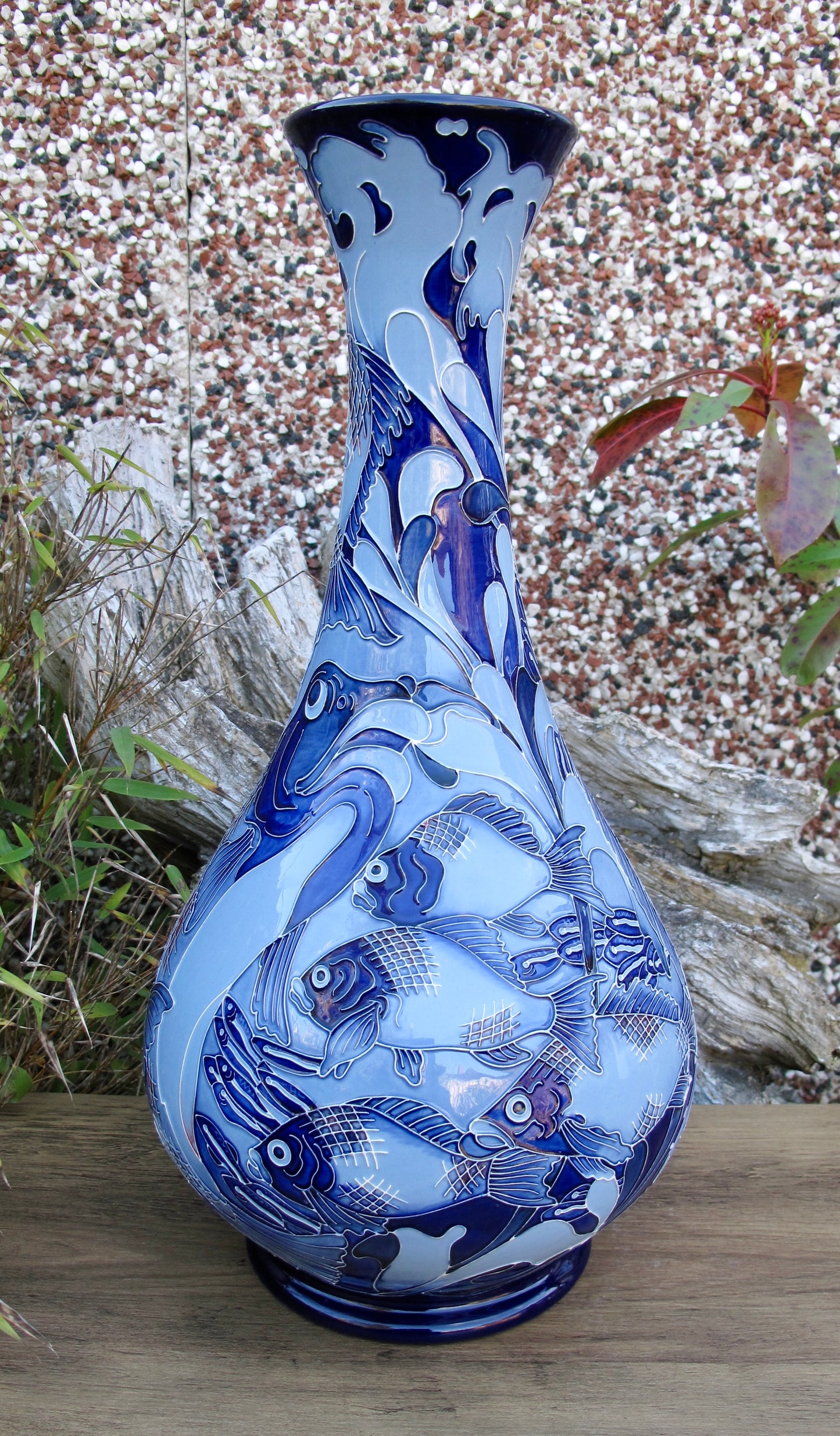 Moorcroft PRESTIGE RED SNAPPER BLUE 80/16 Vase Trial Dated 22.5.24 Retail Price £1760