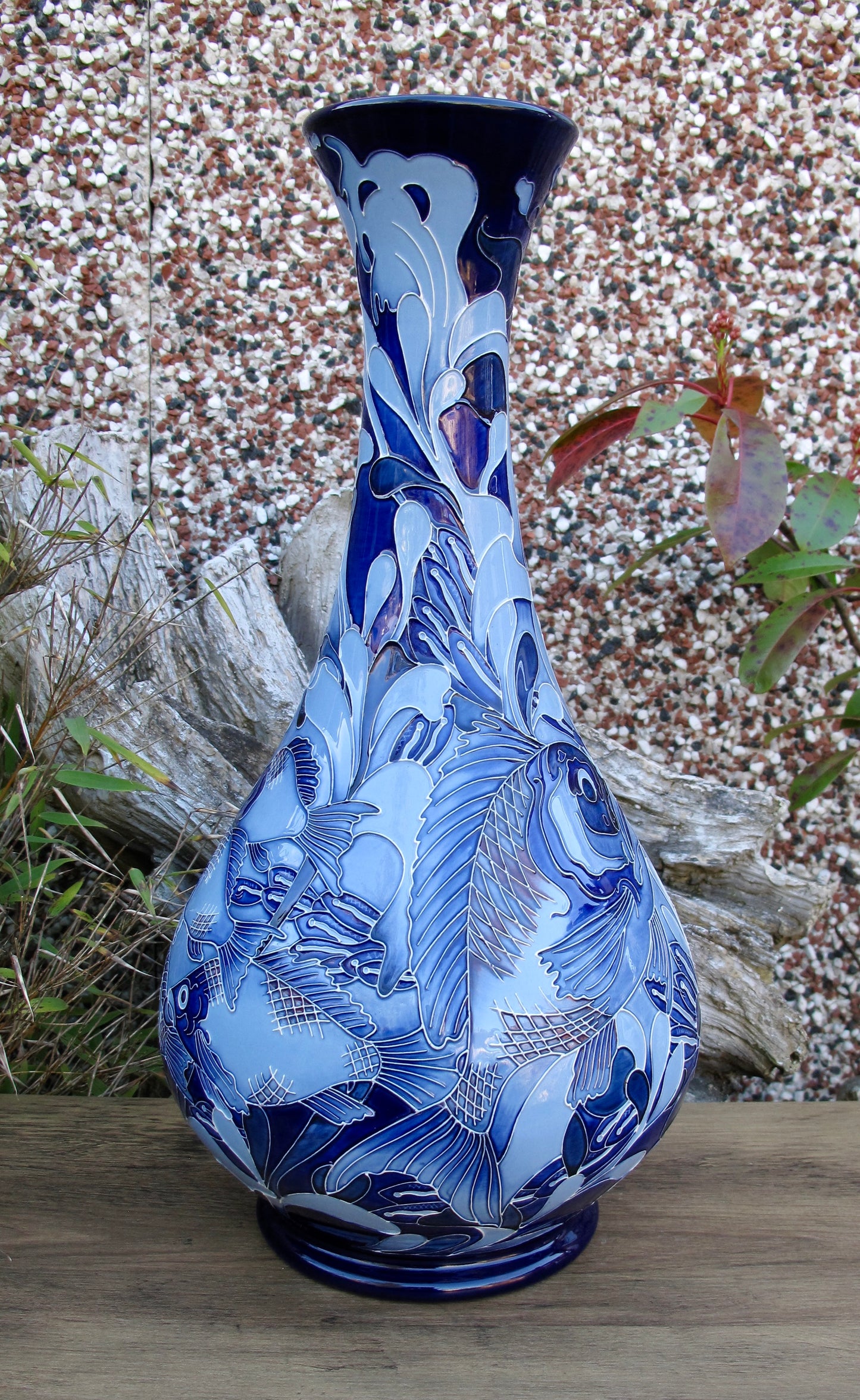 Moorcroft PRESTIGE RED SNAPPER BLUE 80/16 Vase Trial Dated 22.5.24 Retail Price £1760