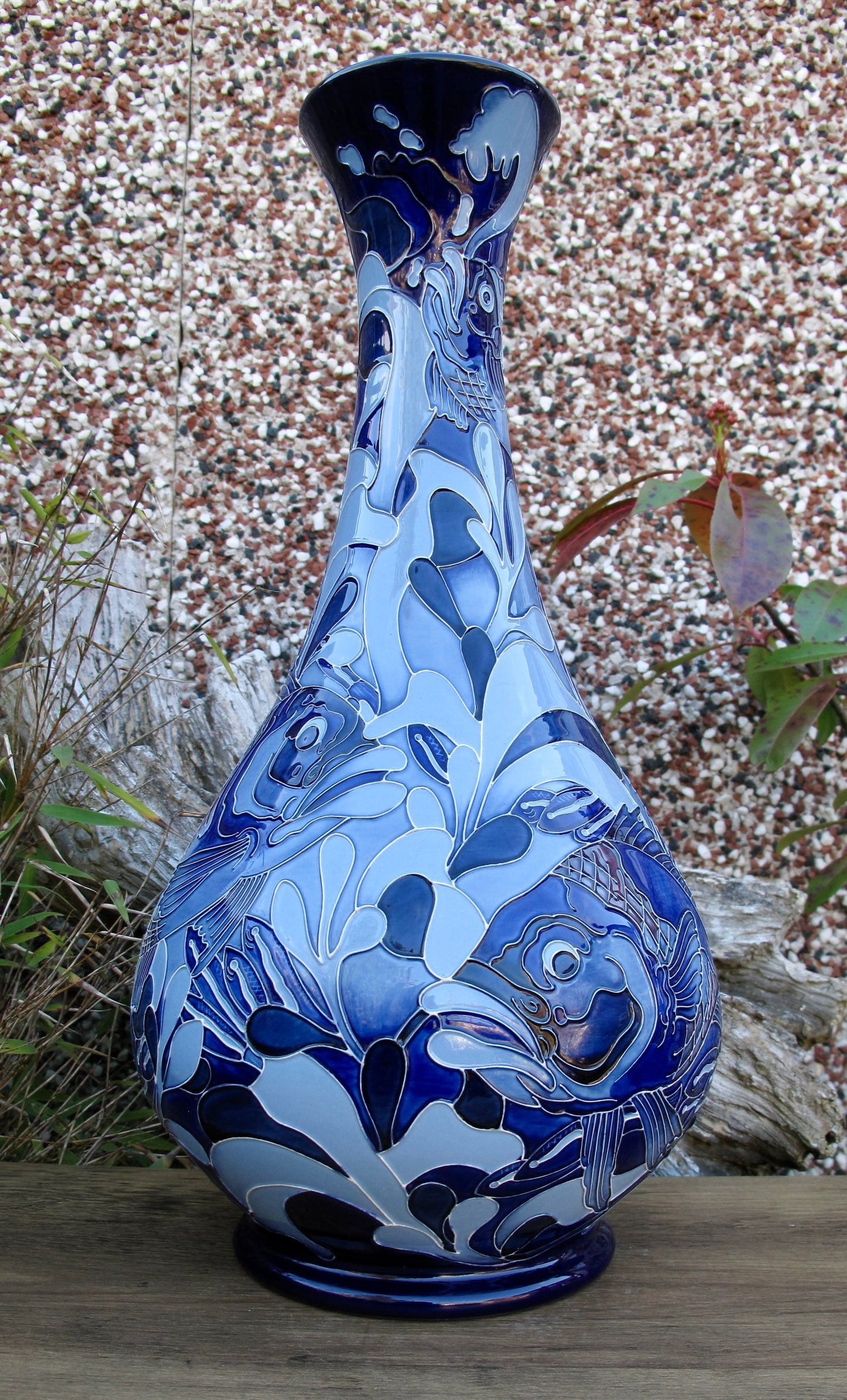 Moorcroft PRESTIGE RED SNAPPER BLUE 80/16 Vase Trial Dated 22.5.24 Retail Price £1760
