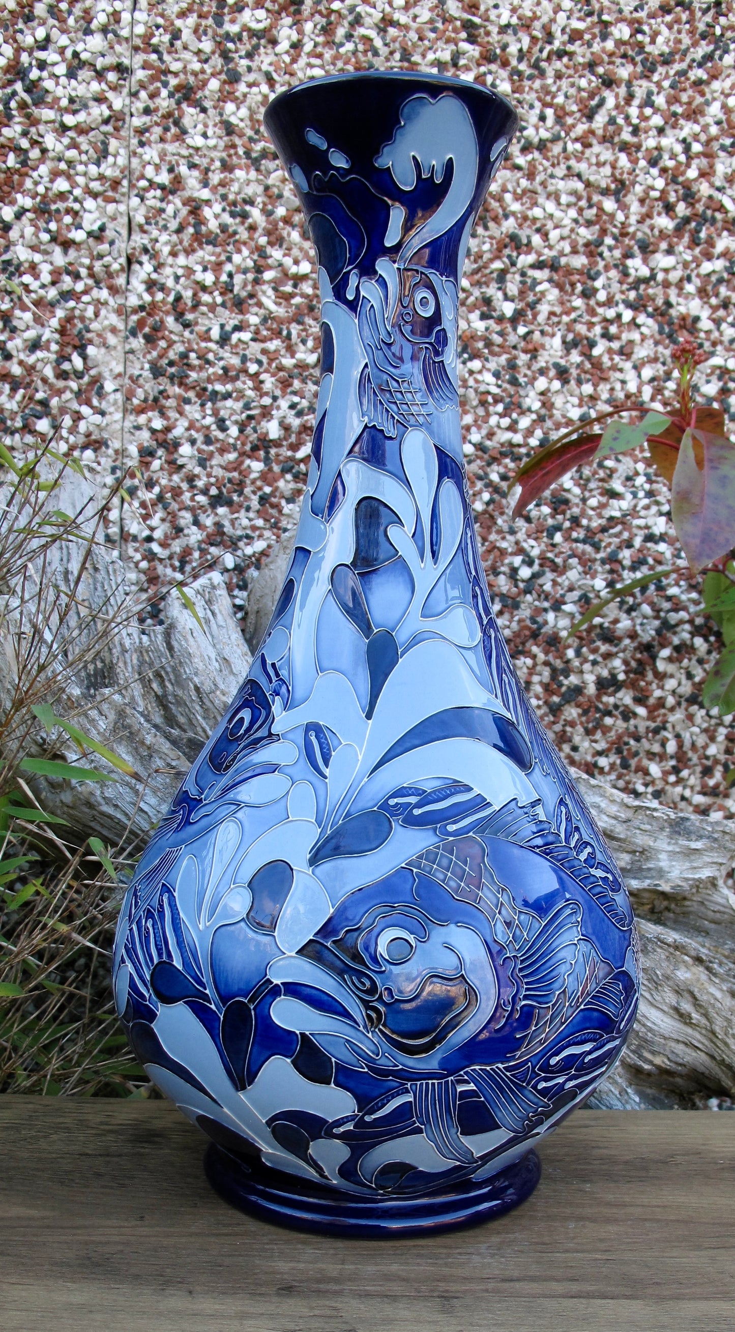 Moorcroft PRESTIGE RED SNAPPER BLUE 80/16 Vase Trial Dated 22.5.24 Retail Price £1760