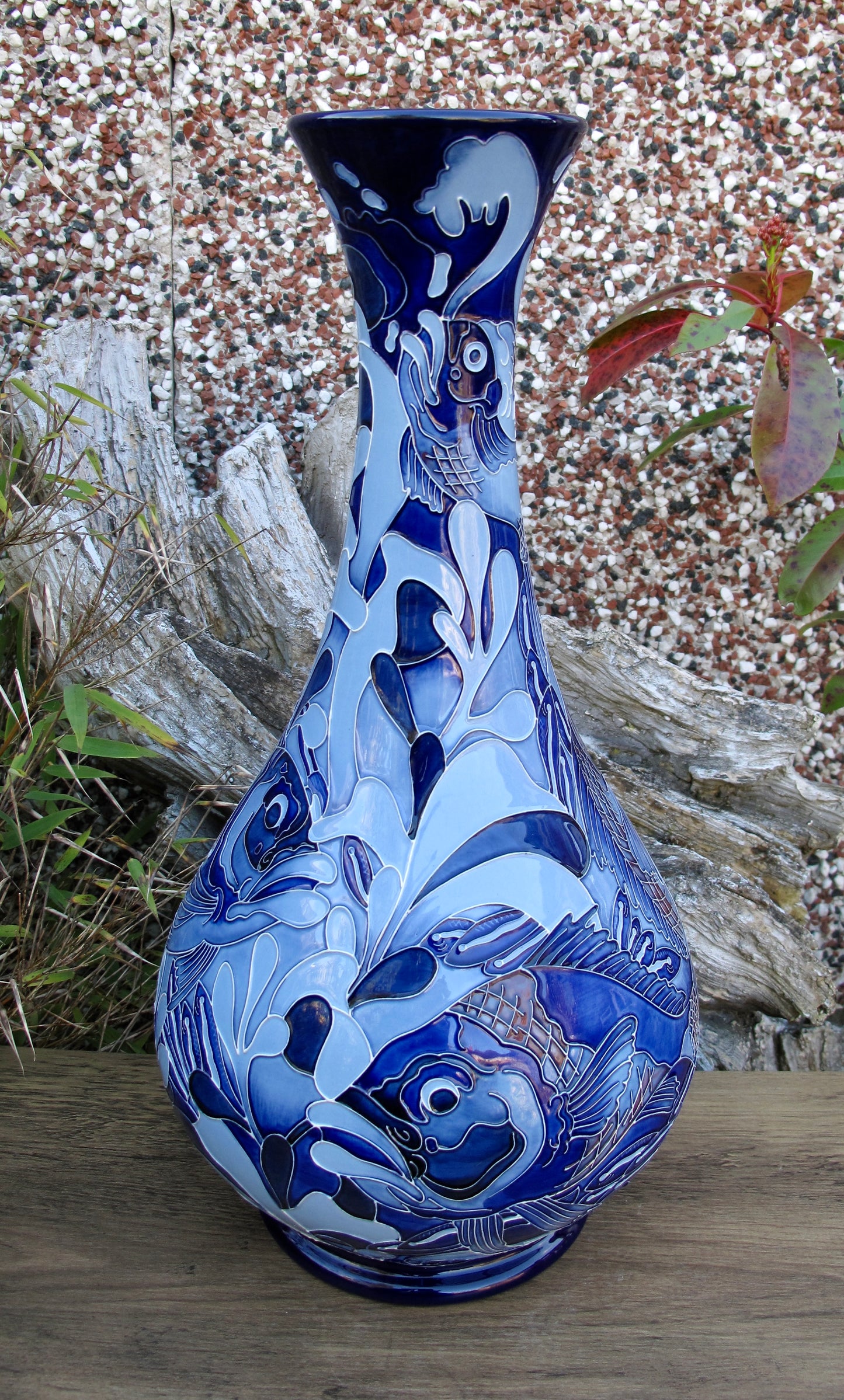 Moorcroft PRESTIGE RED SNAPPER BLUE 80/16 Vase Trial Dated 22.5.24 Retail Price £1760