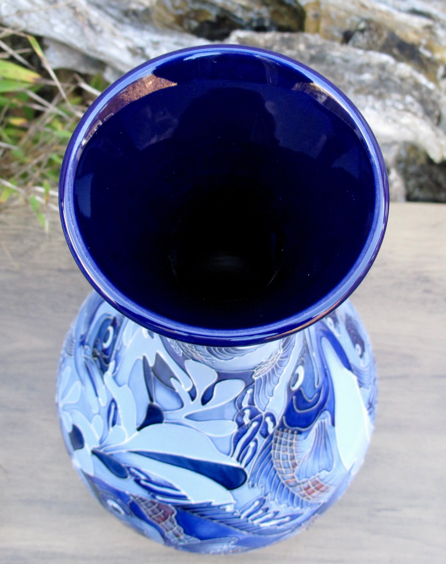 Moorcroft PRESTIGE RED SNAPPER BLUE 80/16 Vase Trial Dated 22.5.24 Retail Price £1760