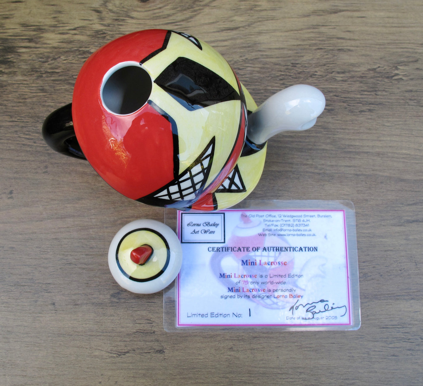 Lorna Bailey MINI LACROSSE TEAPOT Limited Edition 1/75 COA AUG 2005