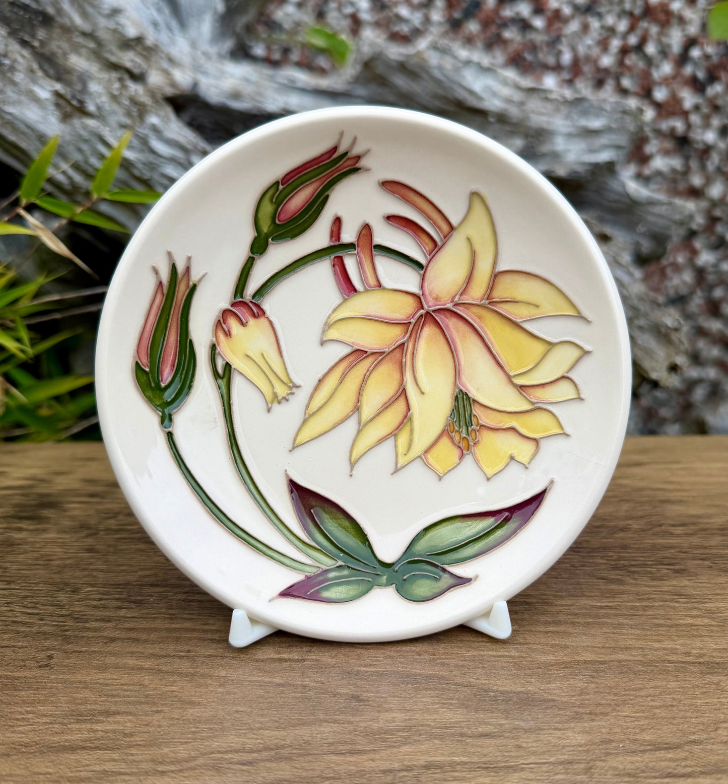 Moorcroft COLUMBINE TRIAL Tray Coaster 780/4 Retail Price £130 #1 Yellow Flower