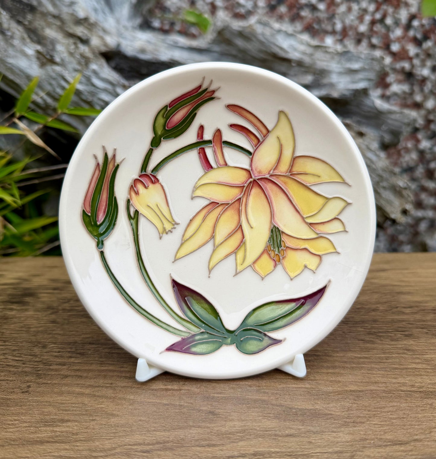 Moorcroft COLUMBINE TRIAL Tray Coaster 780/4 Retail Price £130 #1 Yellow Flower