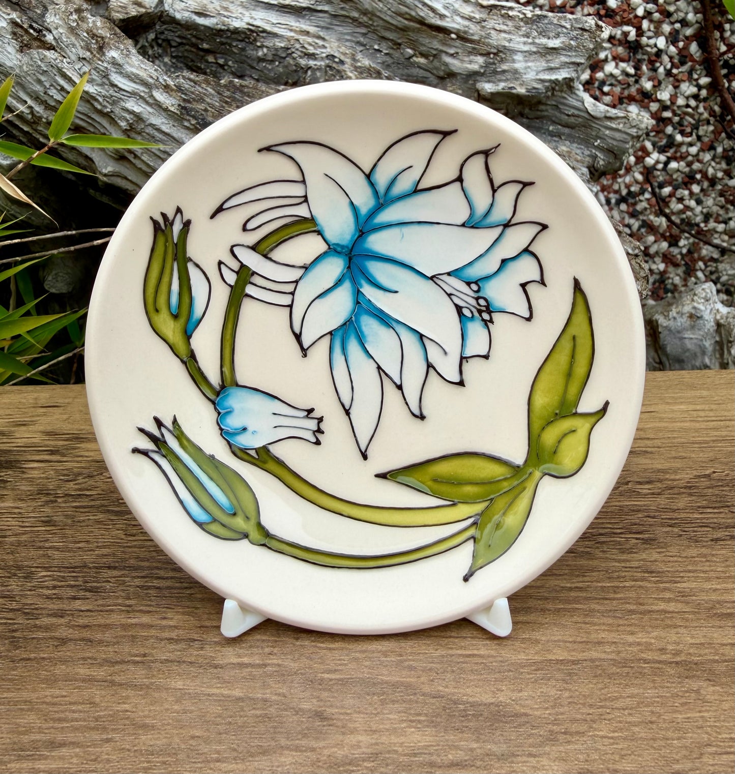 Moorcroft COLUMBINE TRIAL Tray Coaster 780/4 Retail Price £130 #2 White & Blue