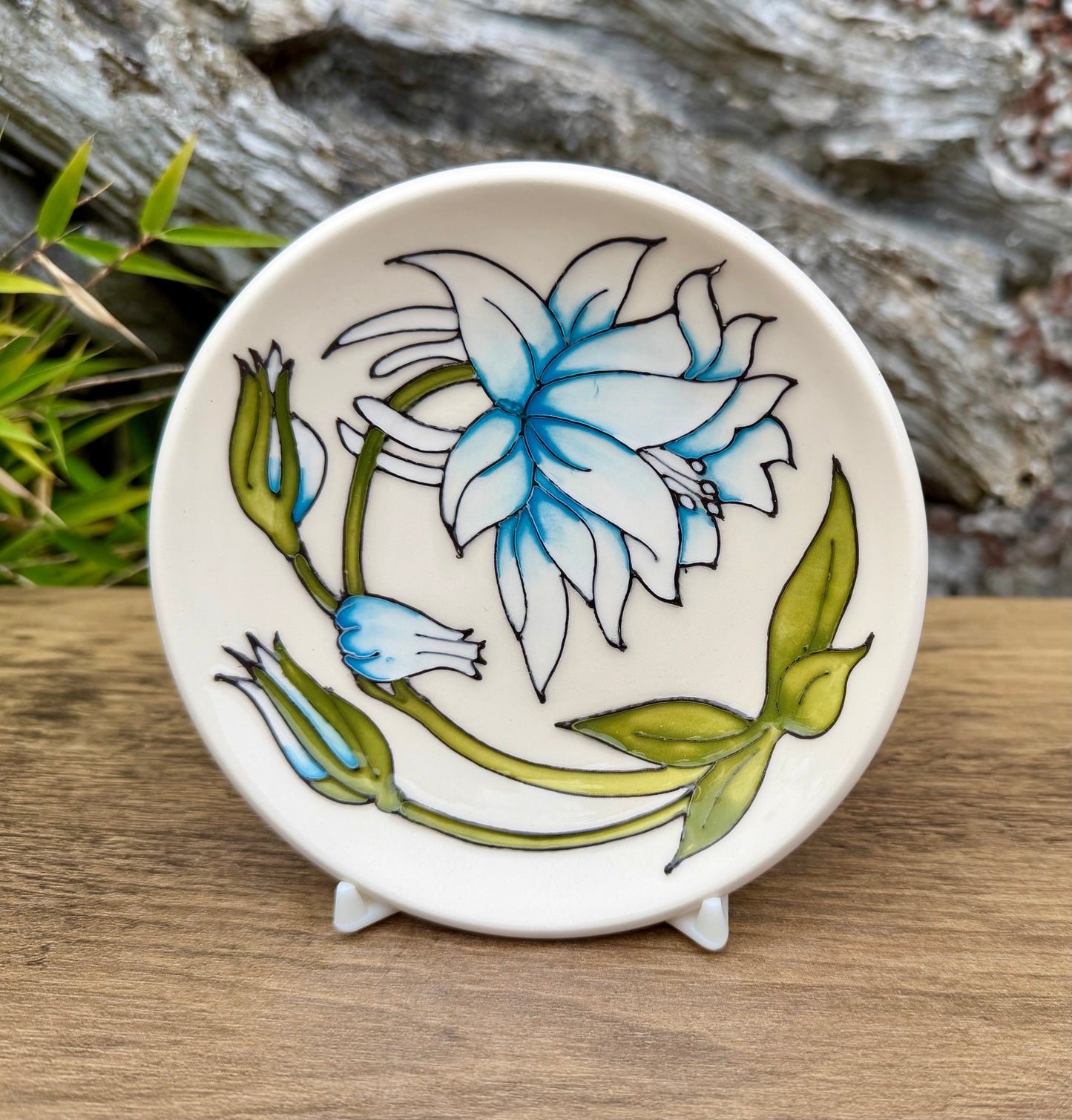 Moorcroft COLUMBINE TRIAL Tray Coaster 780/4 Retail Price £130 #2 White & Blue