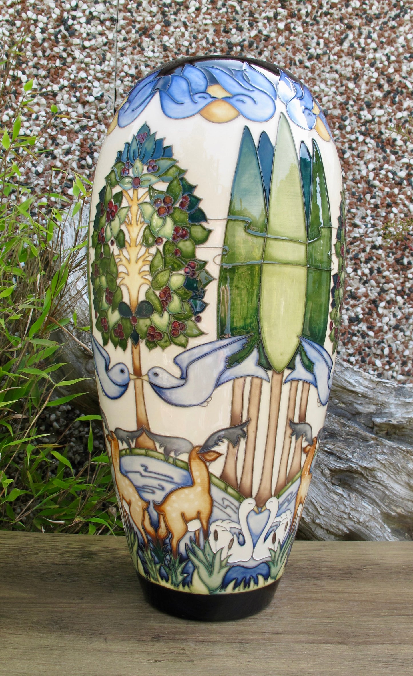 Moorcroft VOYSEY'S ORCHARD 101/14 Trial Vase dated 2.12.15 Retail Price £1590
