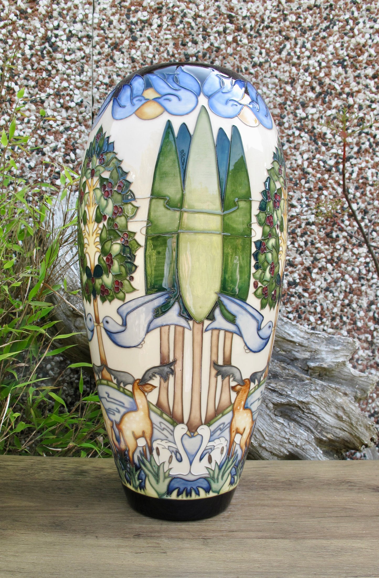 Moorcroft VOYSEY'S ORCHARD 101/14 Trial Vase dated 2.12.15 Retail Price £1590