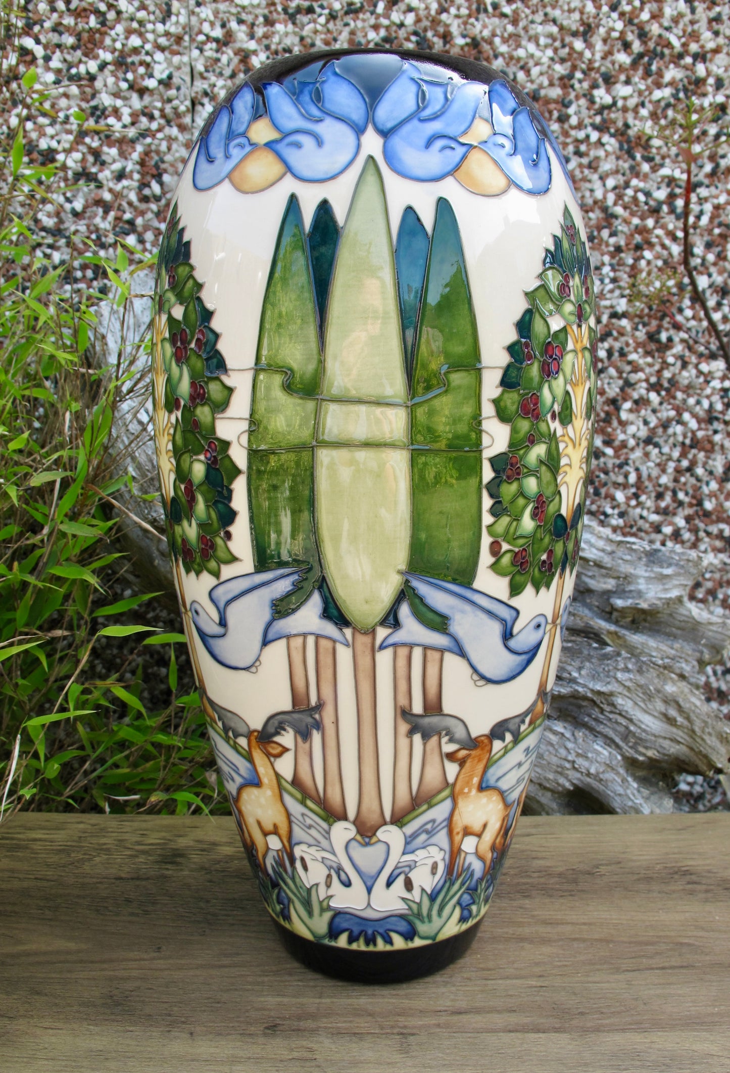 Moorcroft VOYSEY'S ORCHARD 101/14 Trial Vase dated 2.12.15 Retail Price £1590