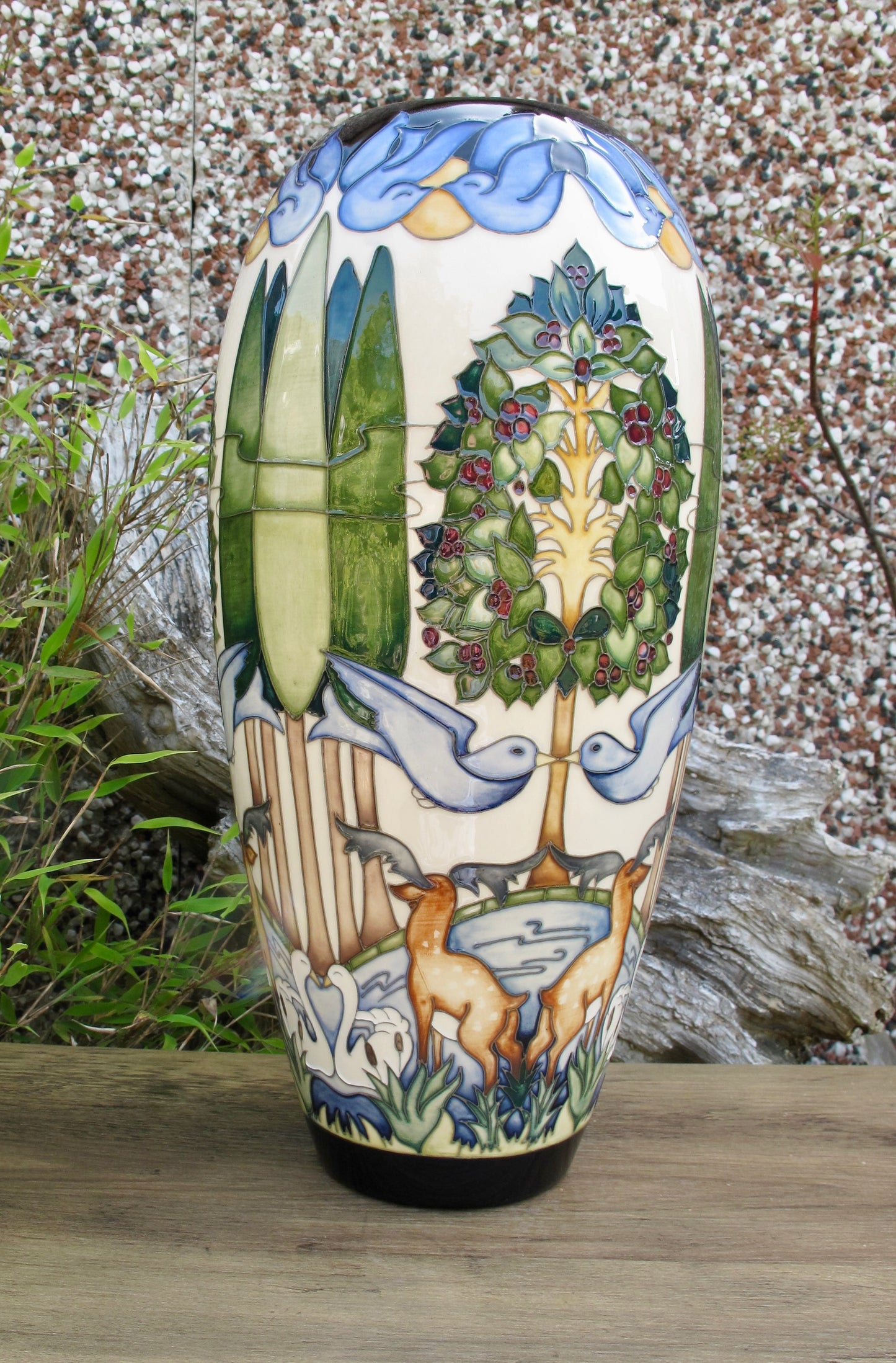 Moorcroft VOYSEY'S ORCHARD 101/14 Trial Vase dated 2.12.15 Retail Price £1590