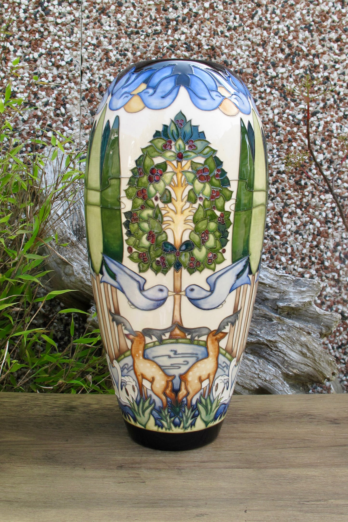 Moorcroft VOYSEY'S ORCHARD 101/14 Trial Vase dated 2.12.15 Retail Price £1590