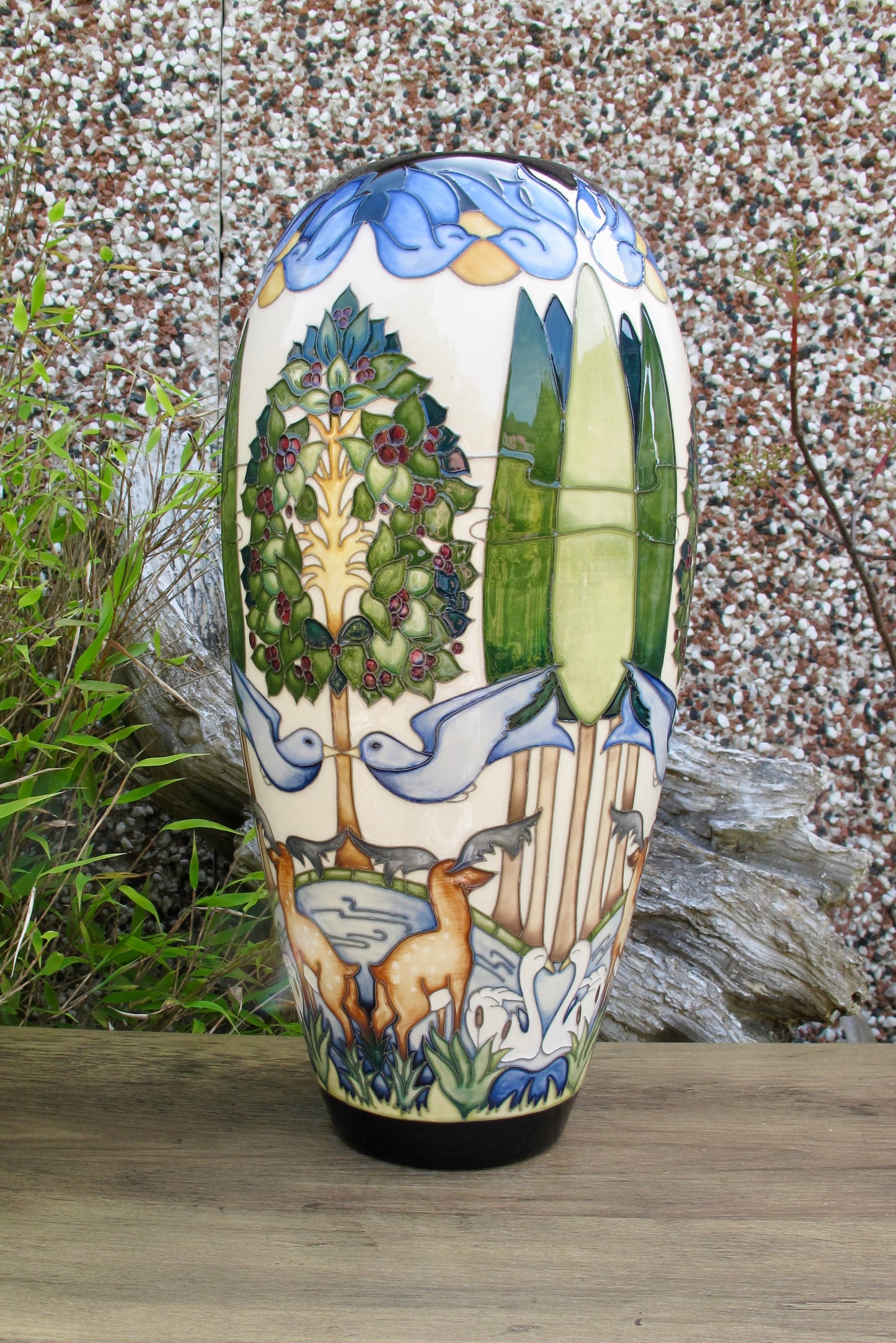 Moorcroft VOYSEY'S ORCHARD 101/14 Trial Vase dated 2.12.15 Retail Price £1590