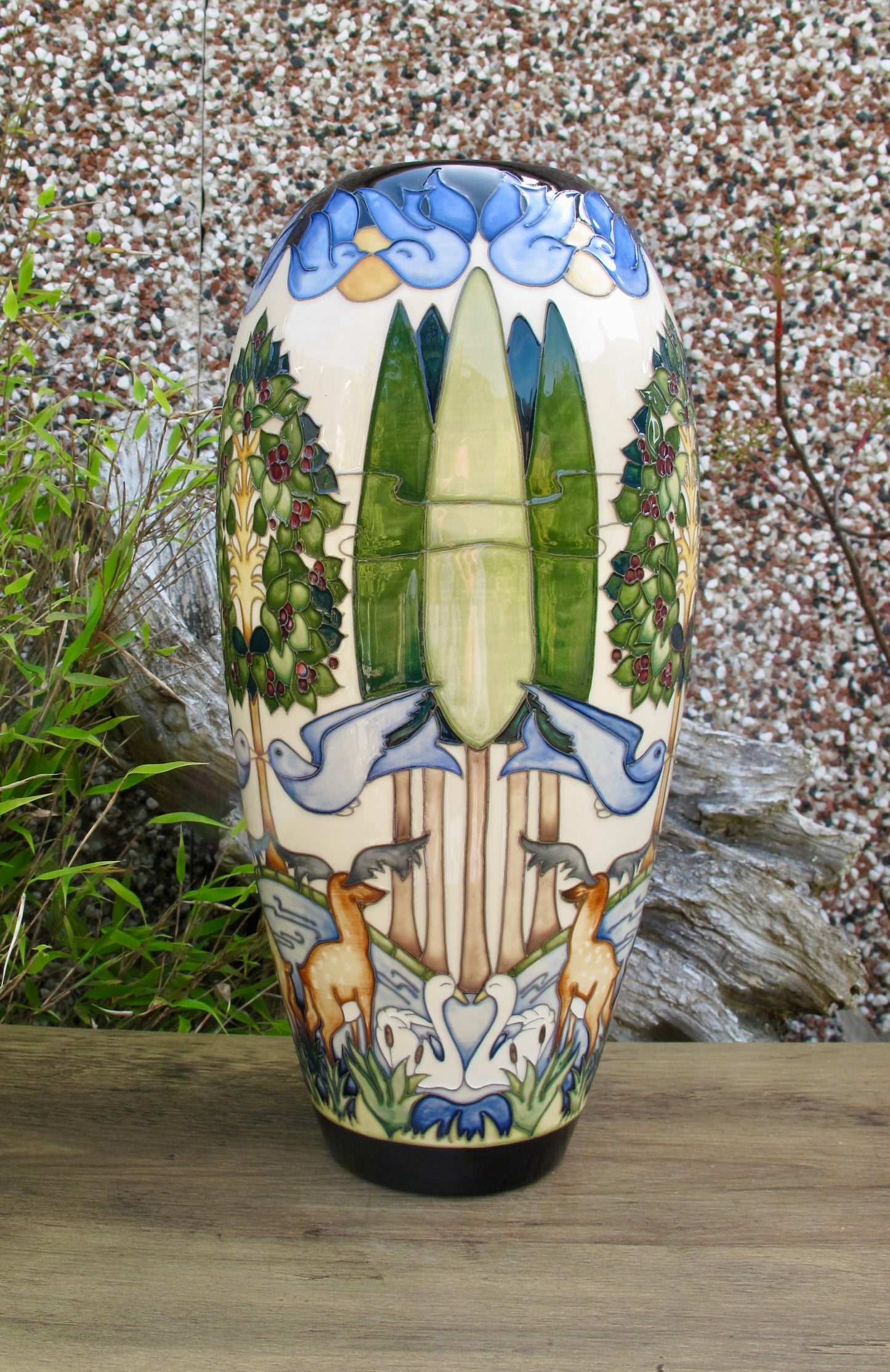 Moorcroft VOYSEY'S ORCHARD 101/14 Trial Vase dated 2.12.15 Retail Price £1590