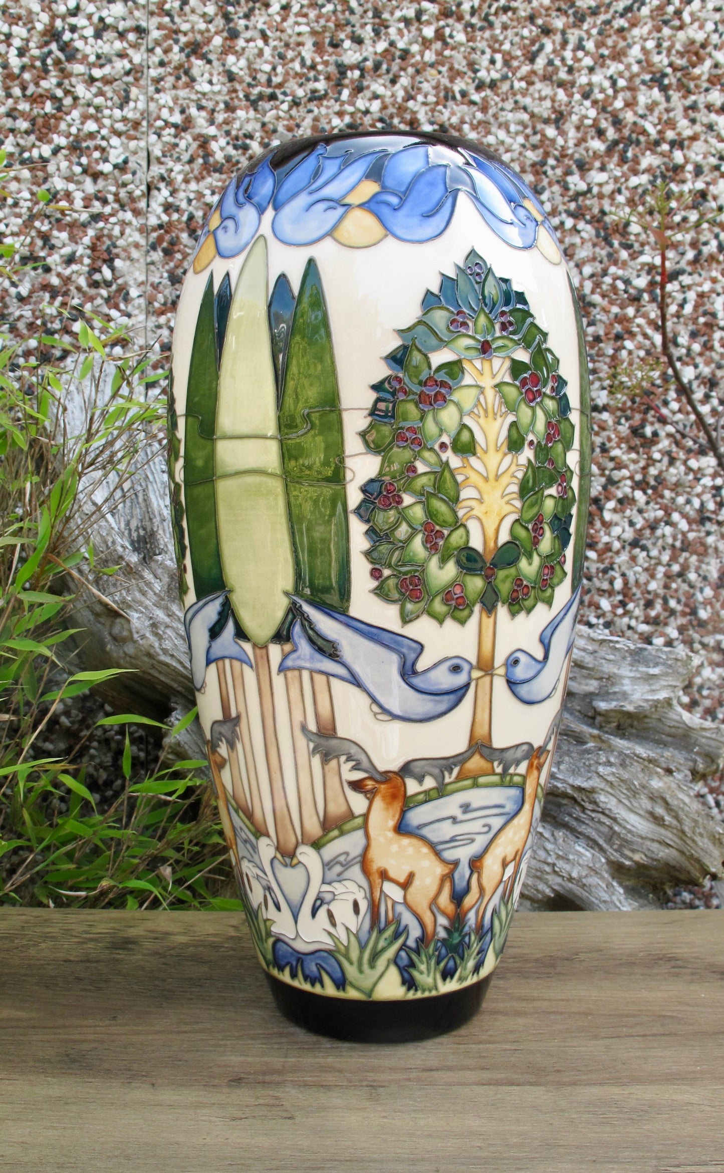 Moorcroft VOYSEY'S ORCHARD 101/14 Trial Vase dated 2.12.15 Retail Price £1590