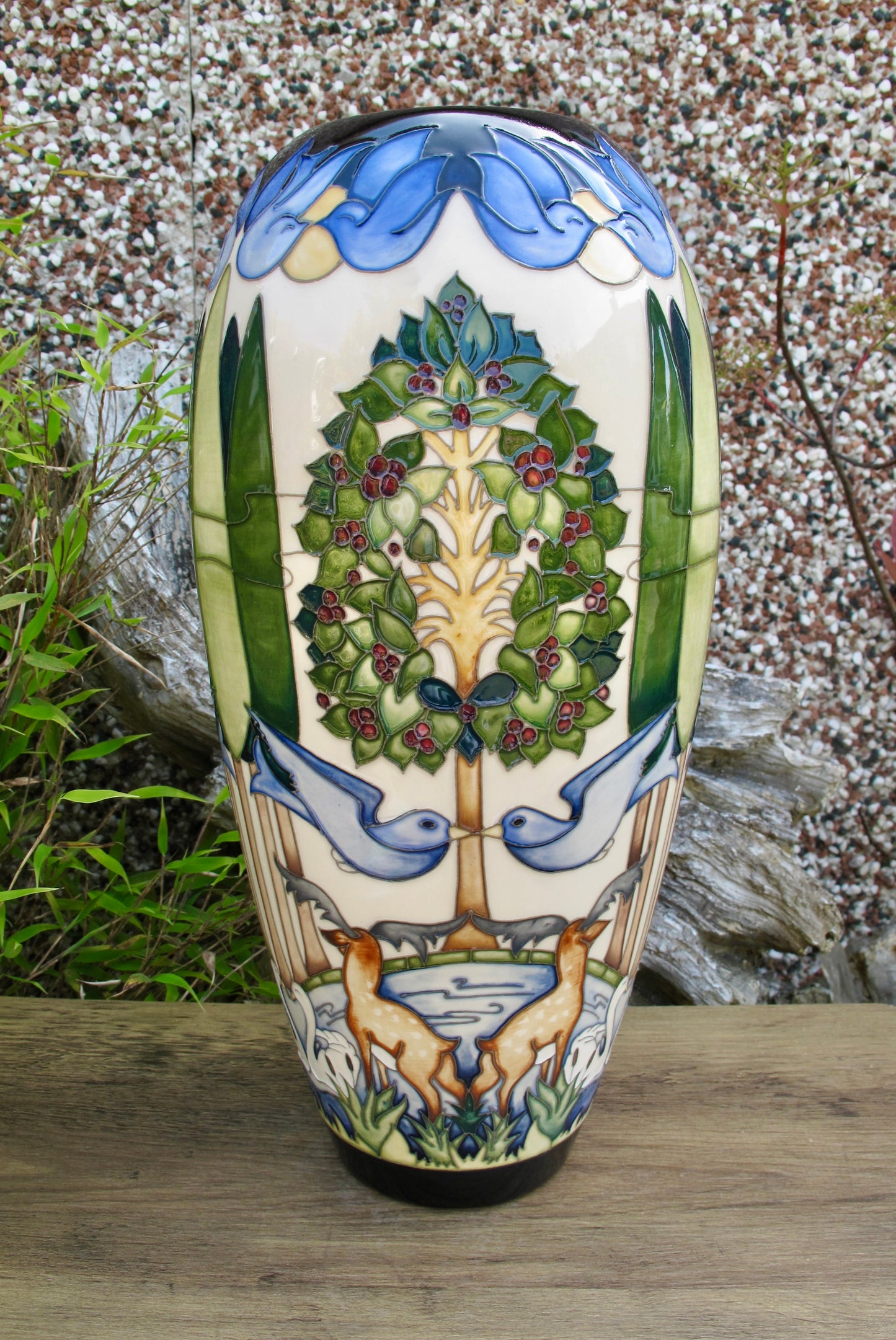Moorcroft VOYSEY'S ORCHARD 101/14 Trial Vase dated 2.12.15 Retail Price £1590
