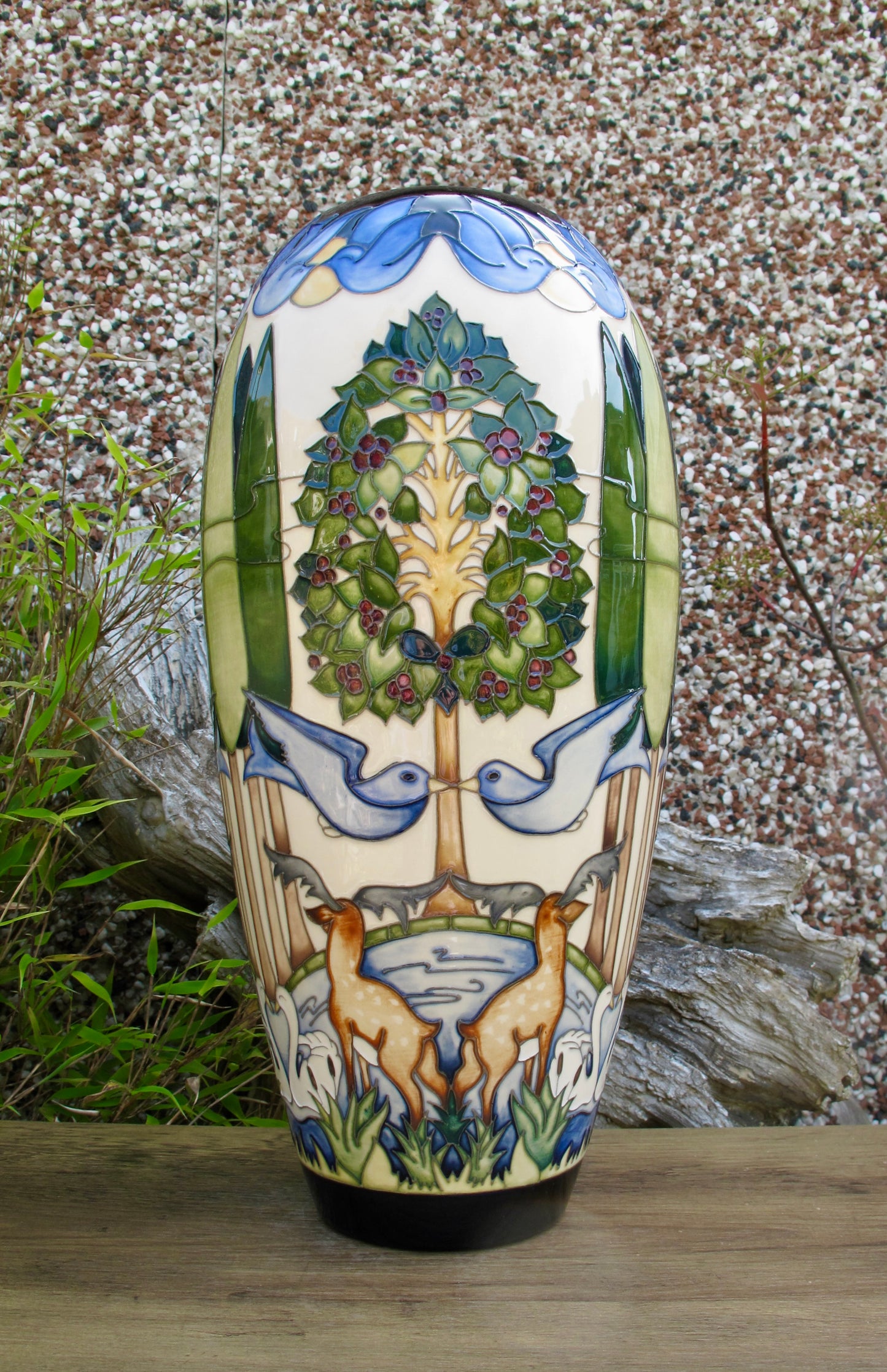 Moorcroft VOYSEY'S ORCHARD 101/14 Trial Vase dated 2.12.15 Retail Price £1590