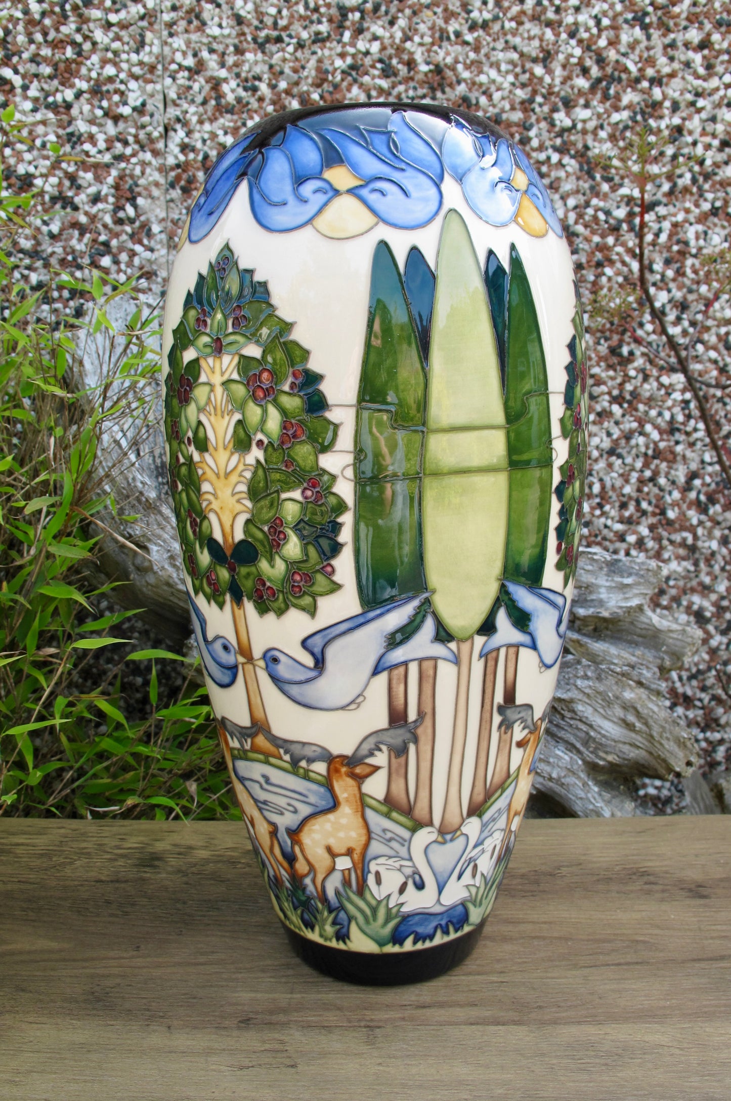 Moorcroft VOYSEY'S ORCHARD 101/14 Trial Vase dated 2.12.15 Retail Price £1590