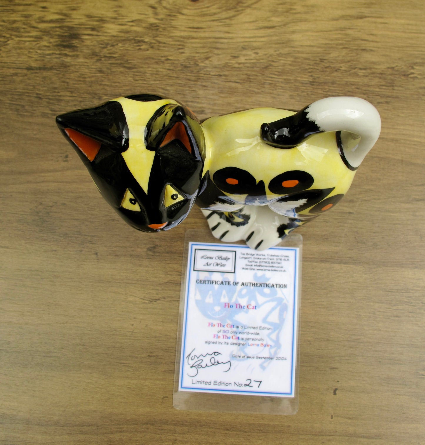 Lorna Bailey FLO THE CAT Limited Edition 27/50 Sept 2004 COA