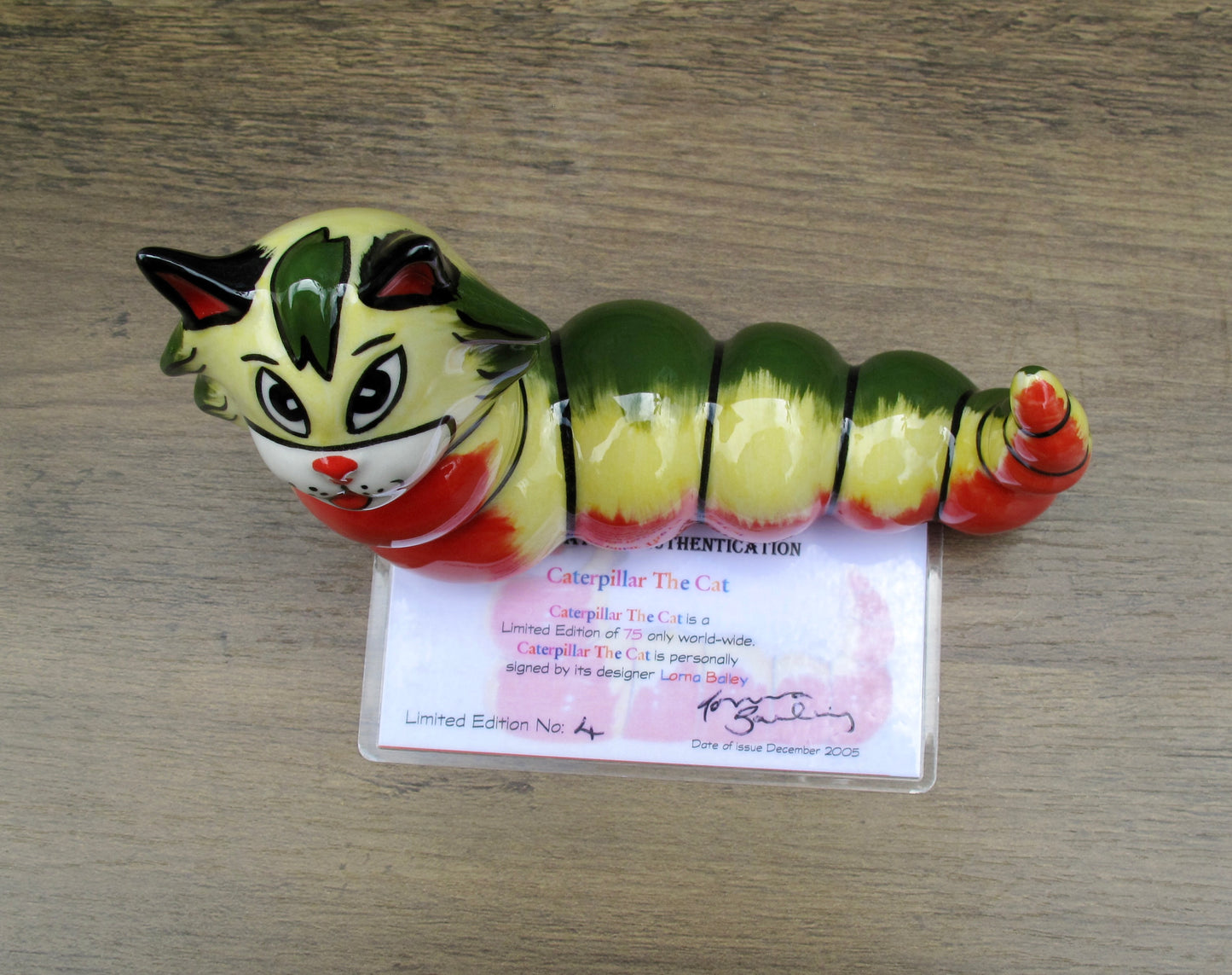Lorna Bailey CATERPILLAR THE CAT Limited Edition 4/75 Dec 2005 COA
