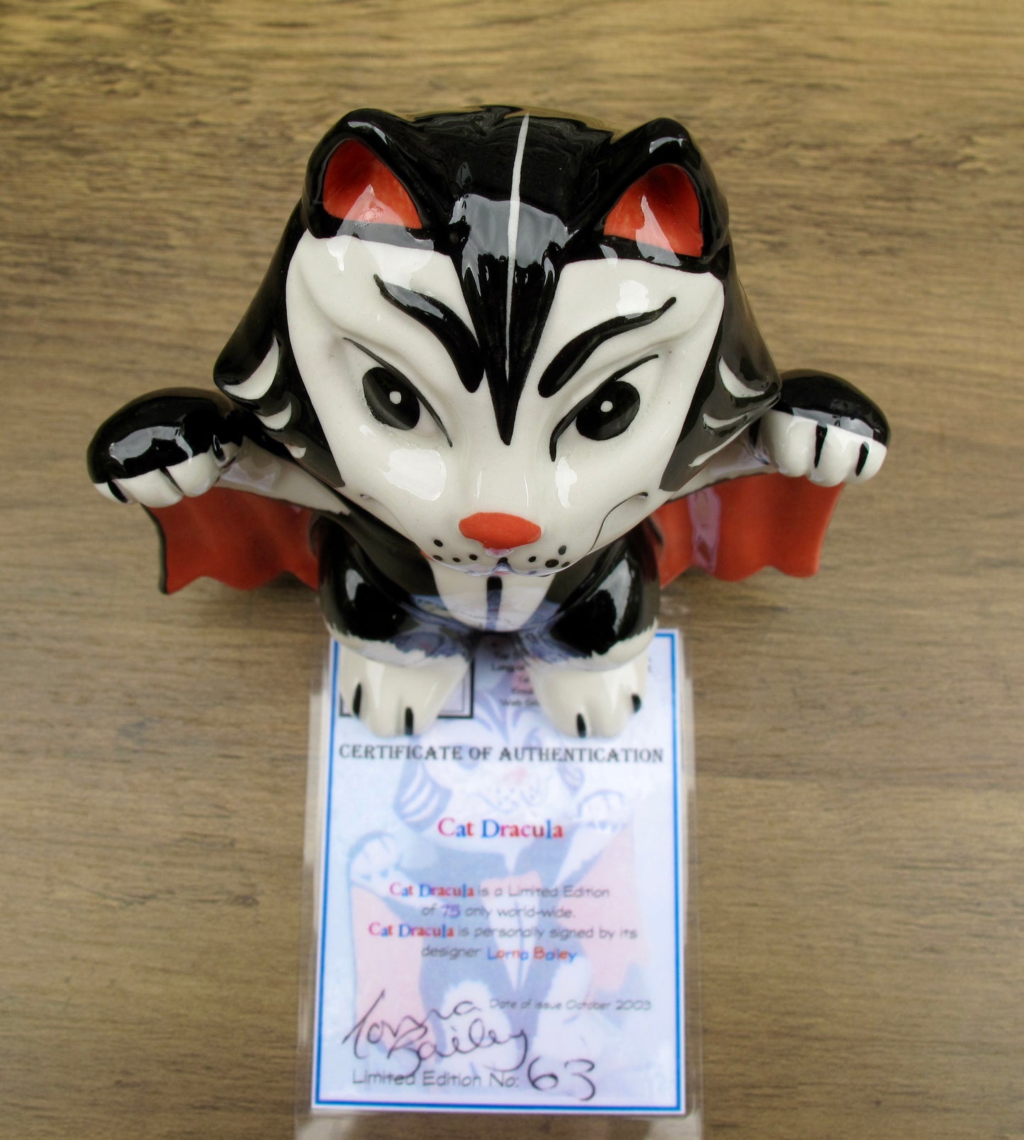 Lorna Bailey CAT DRACULA Limited Edition 63/75 Oct 2003 COA Halloween