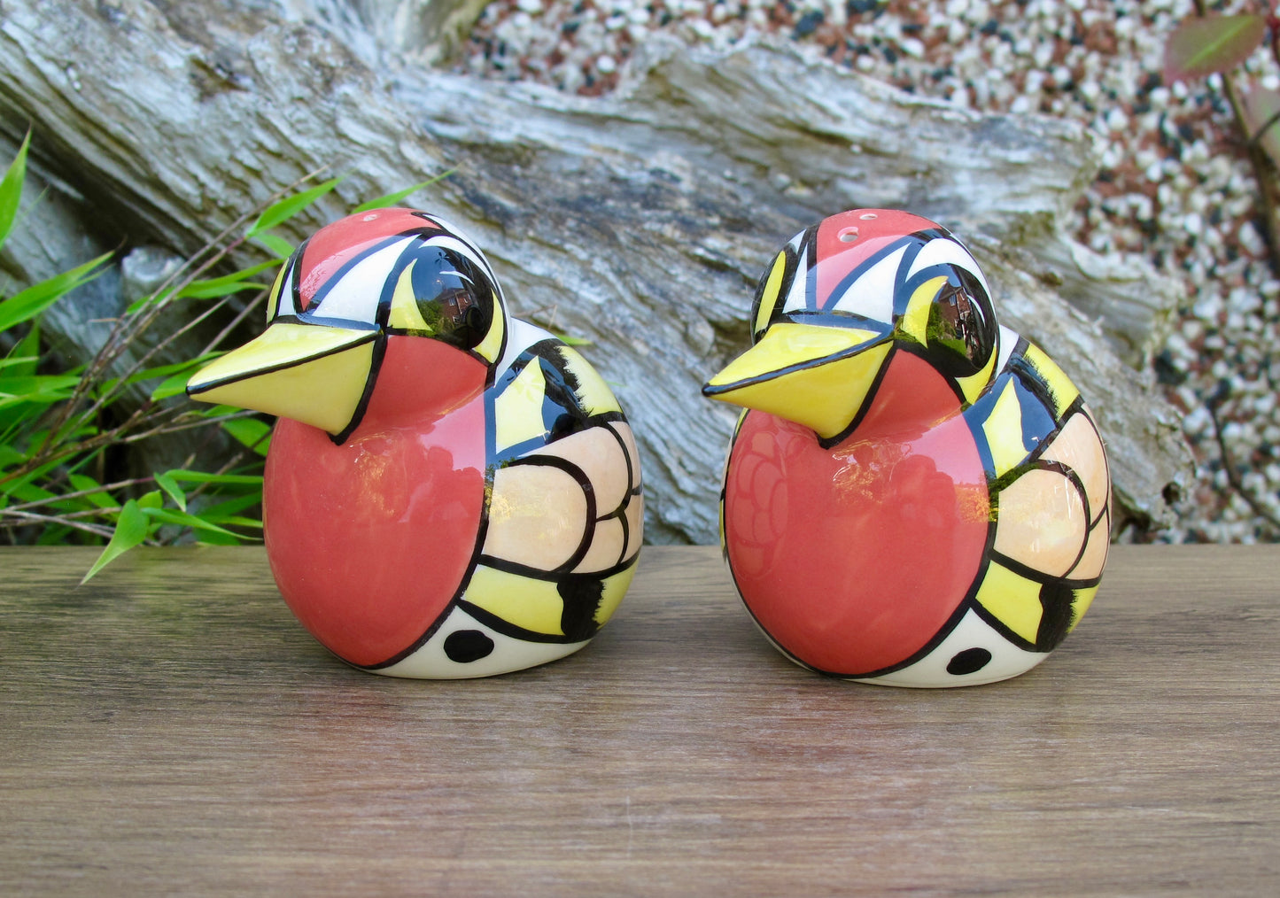 Lorna Bailey ROBIN CRUET Salt & Pepper Christmas 2004