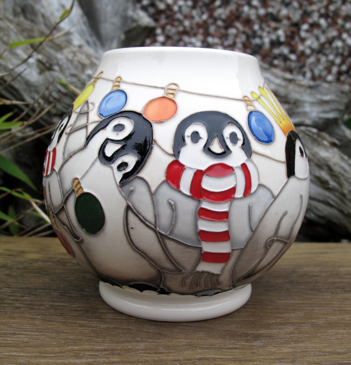 Moorcroft Exquisite THE PARTY Vase RM2/4  Retail Price £490 Christmas Penguins
