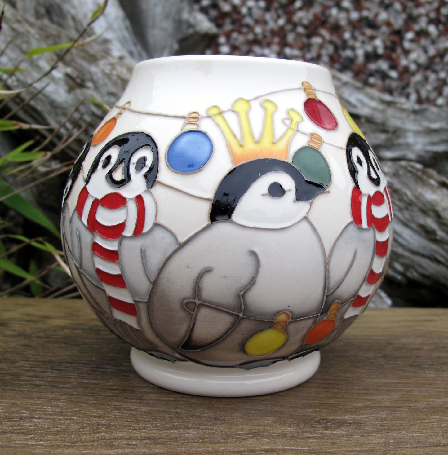 Moorcroft Exquisite THE PARTY Vase RM2/4  Retail Price £490 Christmas Penguins