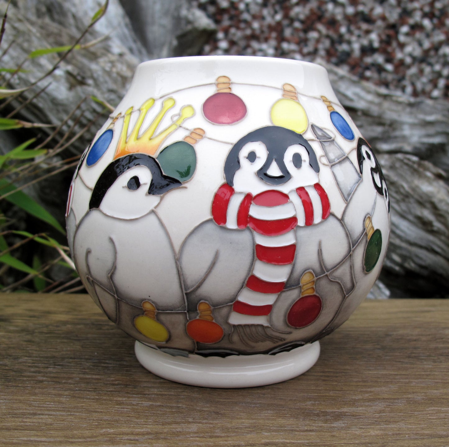 Moorcroft Exquisite THE PARTY Vase RM2/4  Retail Price £490 Christmas Penguins