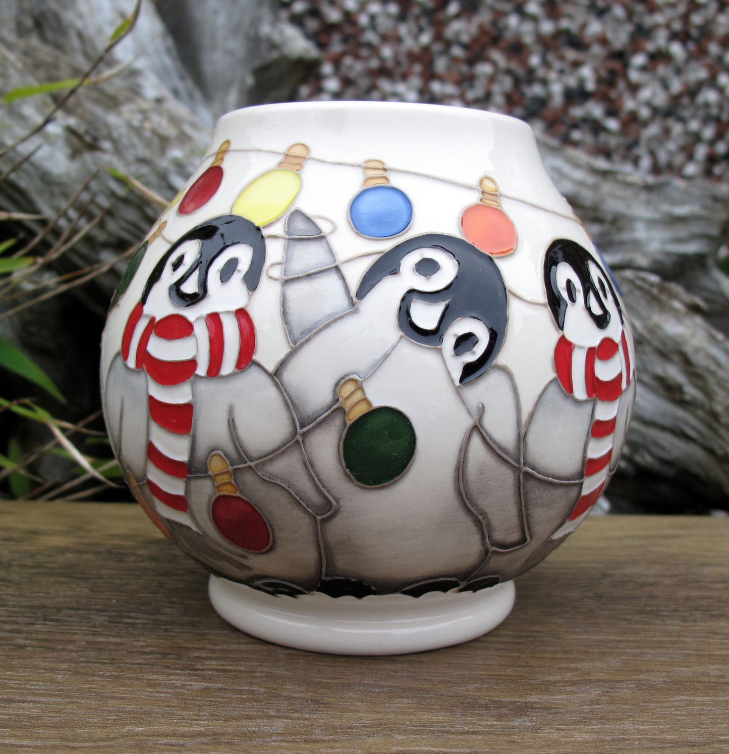 Moorcroft Exquisite THE PARTY Vase RM2/4  Retail Price £490 Christmas Penguins