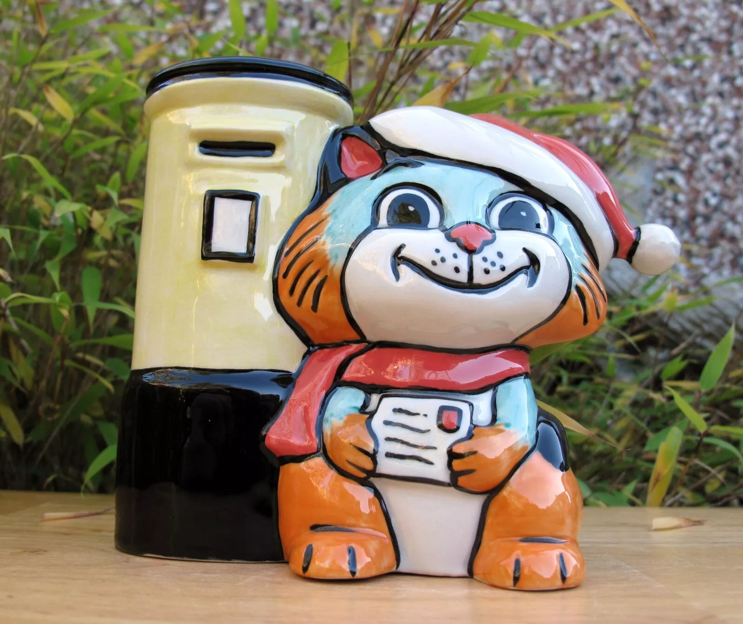 Lorna Bailey Exquisite PROTOTYPE SEASON GREETINGS CAT Christmas 2004 Postbox