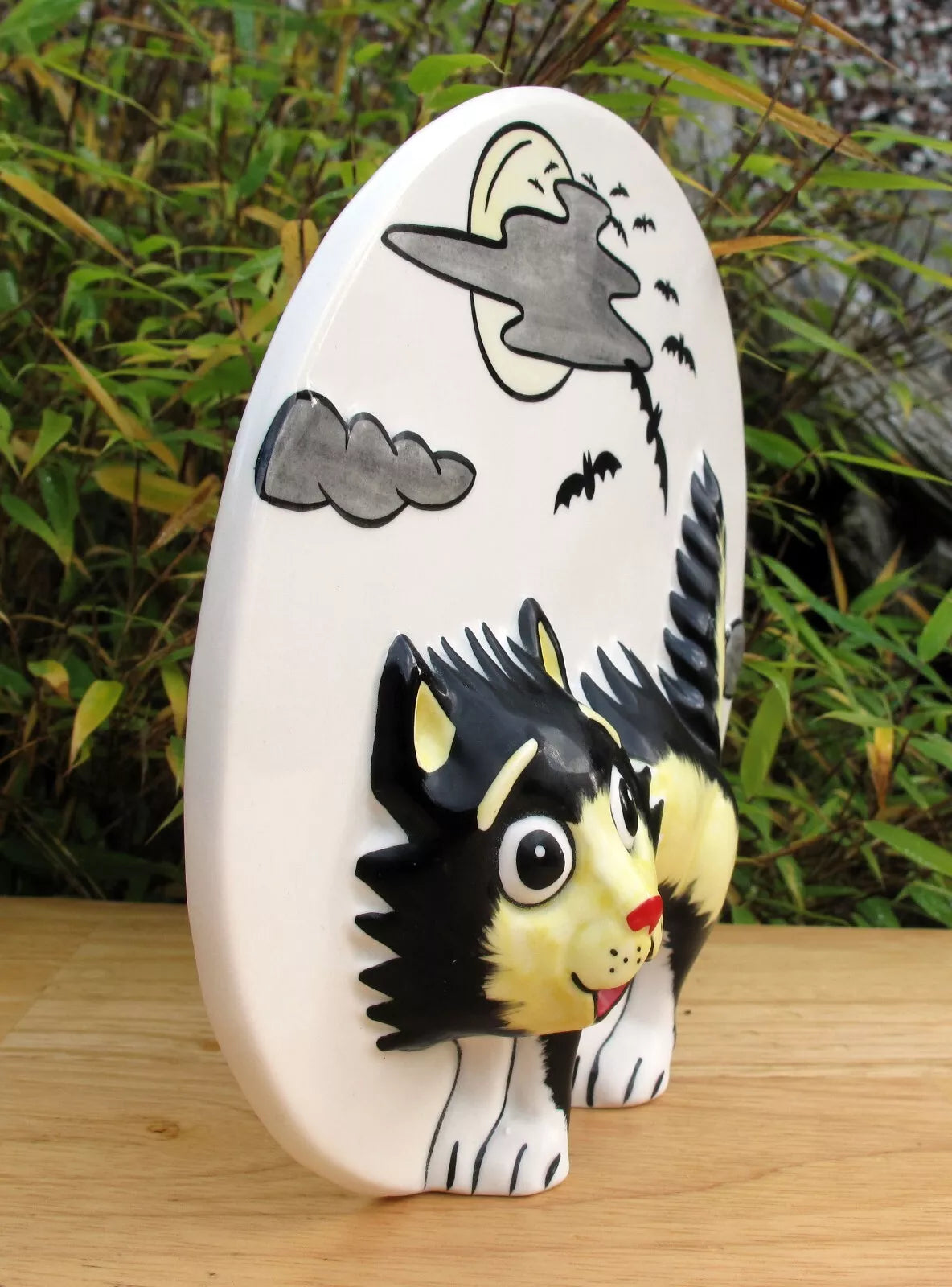Lorna Bailey Rare PROTOTYPE COLOURWAY THUNDER FLASH the Cat Bonfire night Plaque