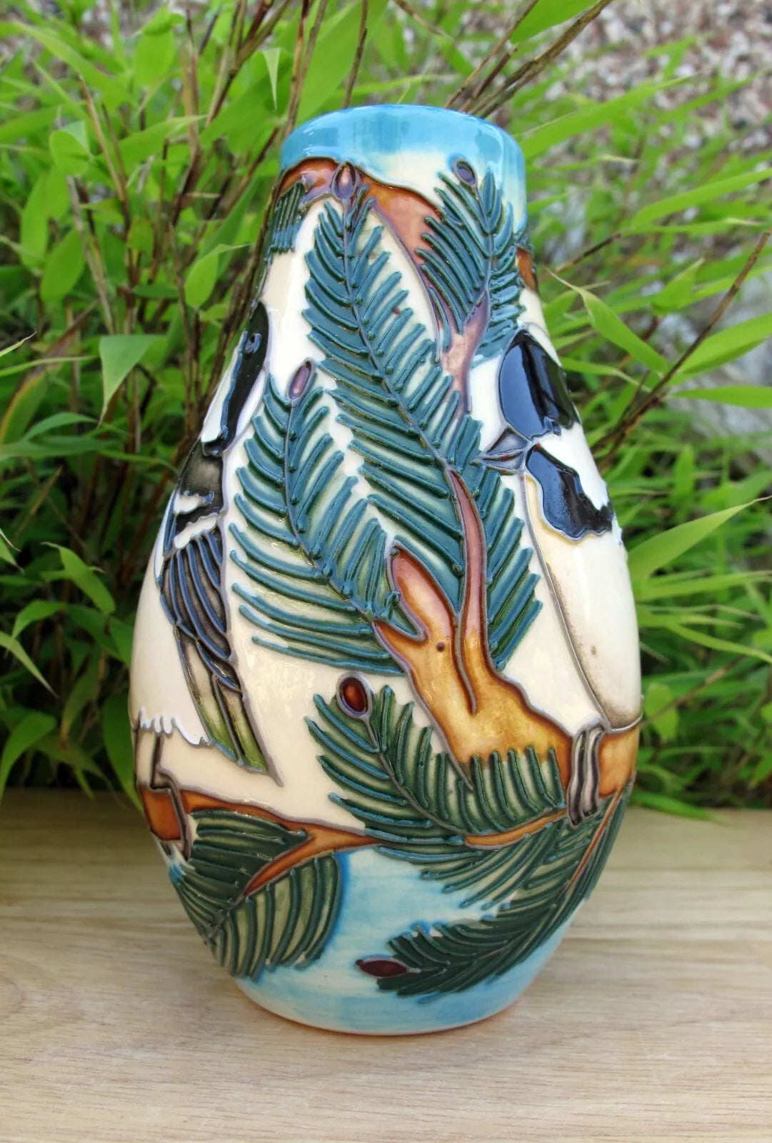 Moorcroft COAL TITS Bird Vase Shape 117/5 Numbered Edition 85. Retail Price £315