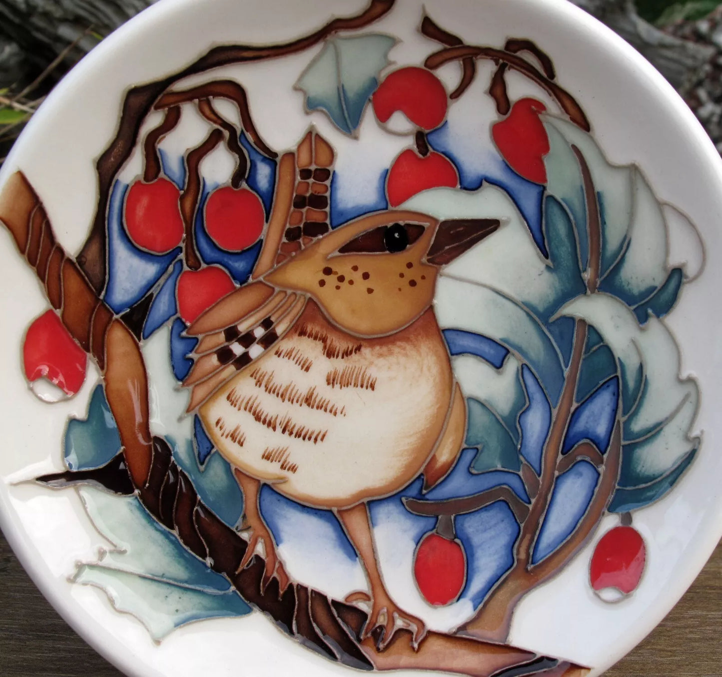 Moorcroft HAWTHORN REST Tray Coaster 780/4 Retail Price £230 WREN Birds