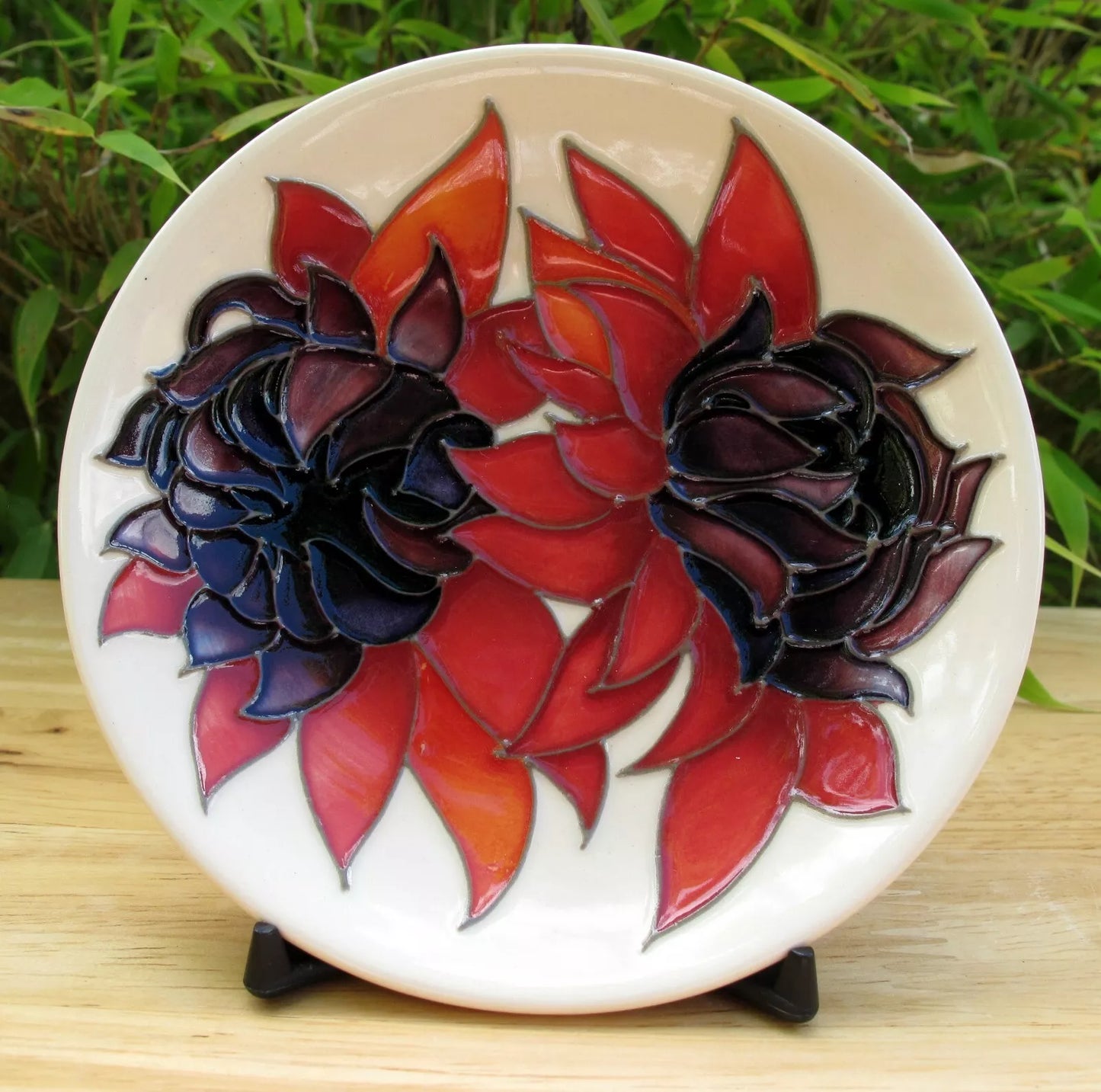 Moorcroft  RUBY RED Tray 780/4 Retail Price £150 Chrysanthemum  Emma Bossons