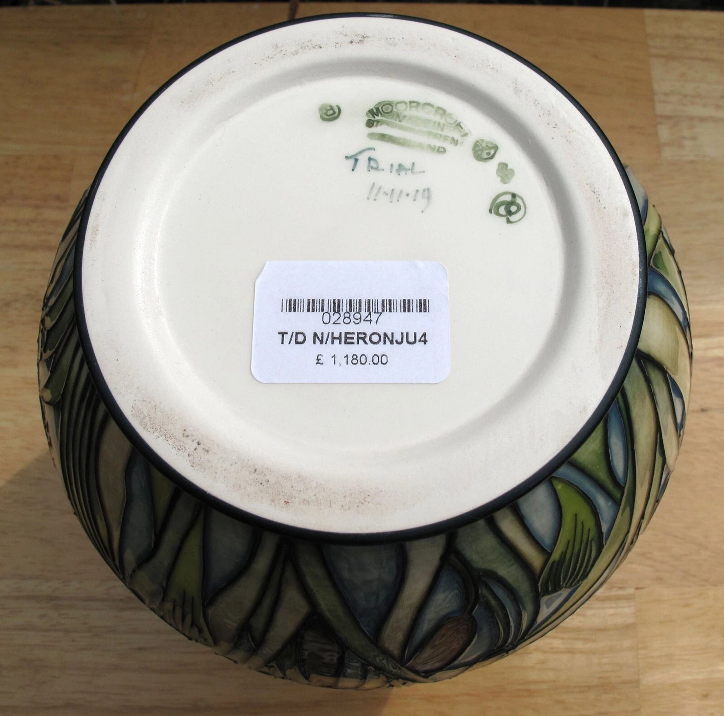 Moorcroft Rare RSPB NIGHT HERONS JU4 Jug Trial Dated 11.11.19 Retail Price £1180